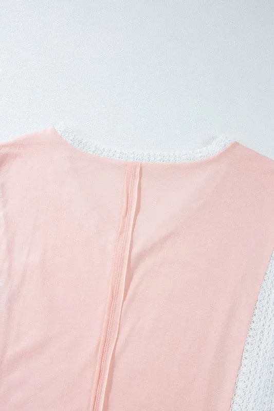Floral Crochet Patchwork Batwing Sleeve Blouse