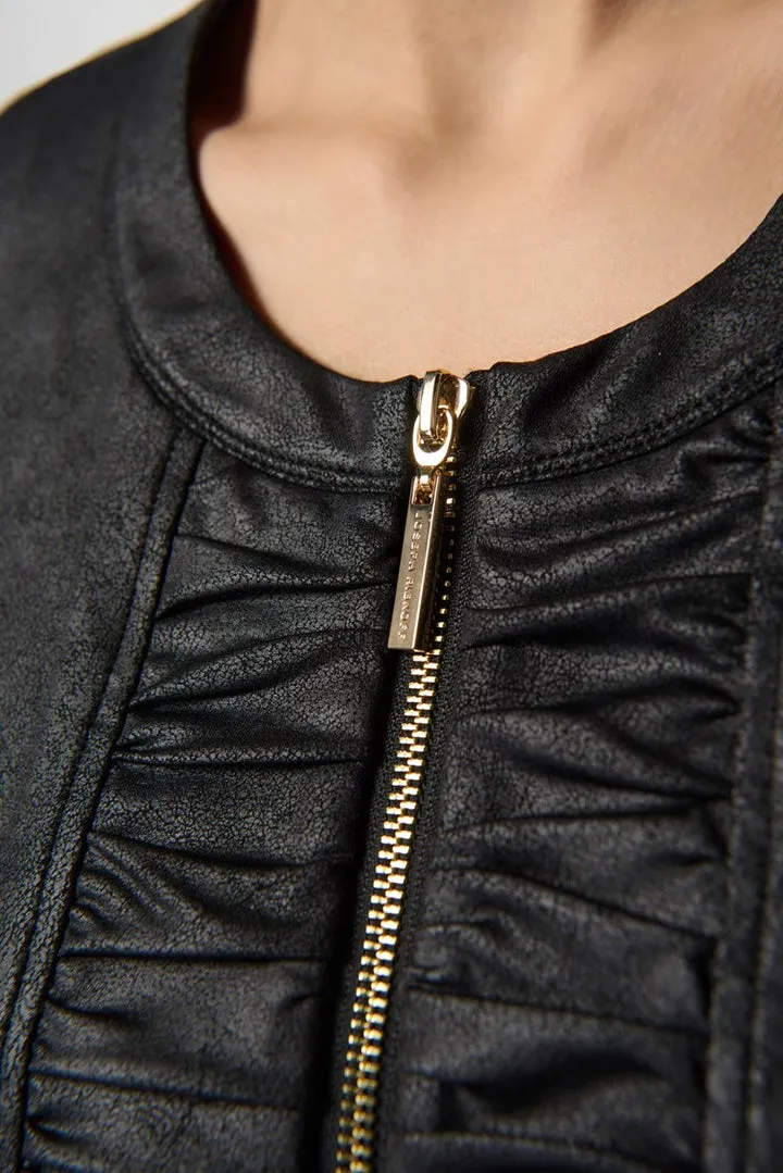 FOILED KNIT JACKET W/ RUCHED DETAILS