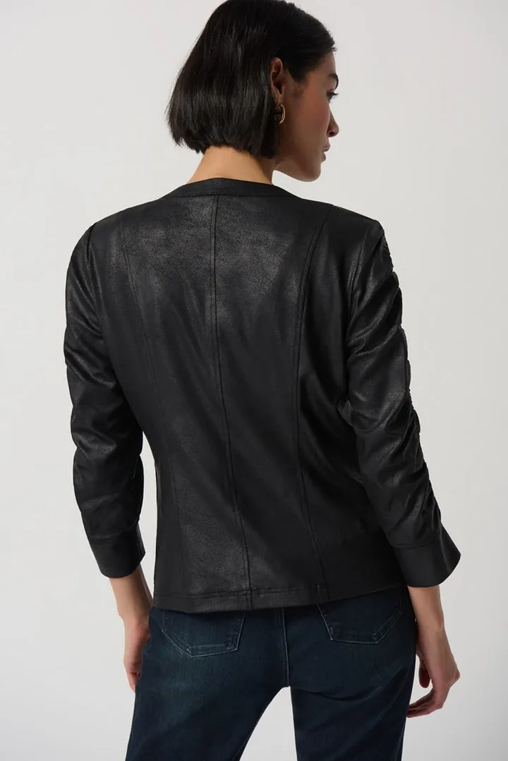FOILED KNIT JACKET W/ RUCHED DETAILS