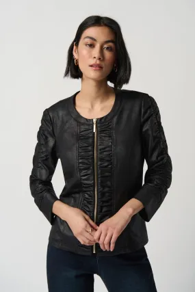 FOILED KNIT JACKET W/ RUCHED DETAILS