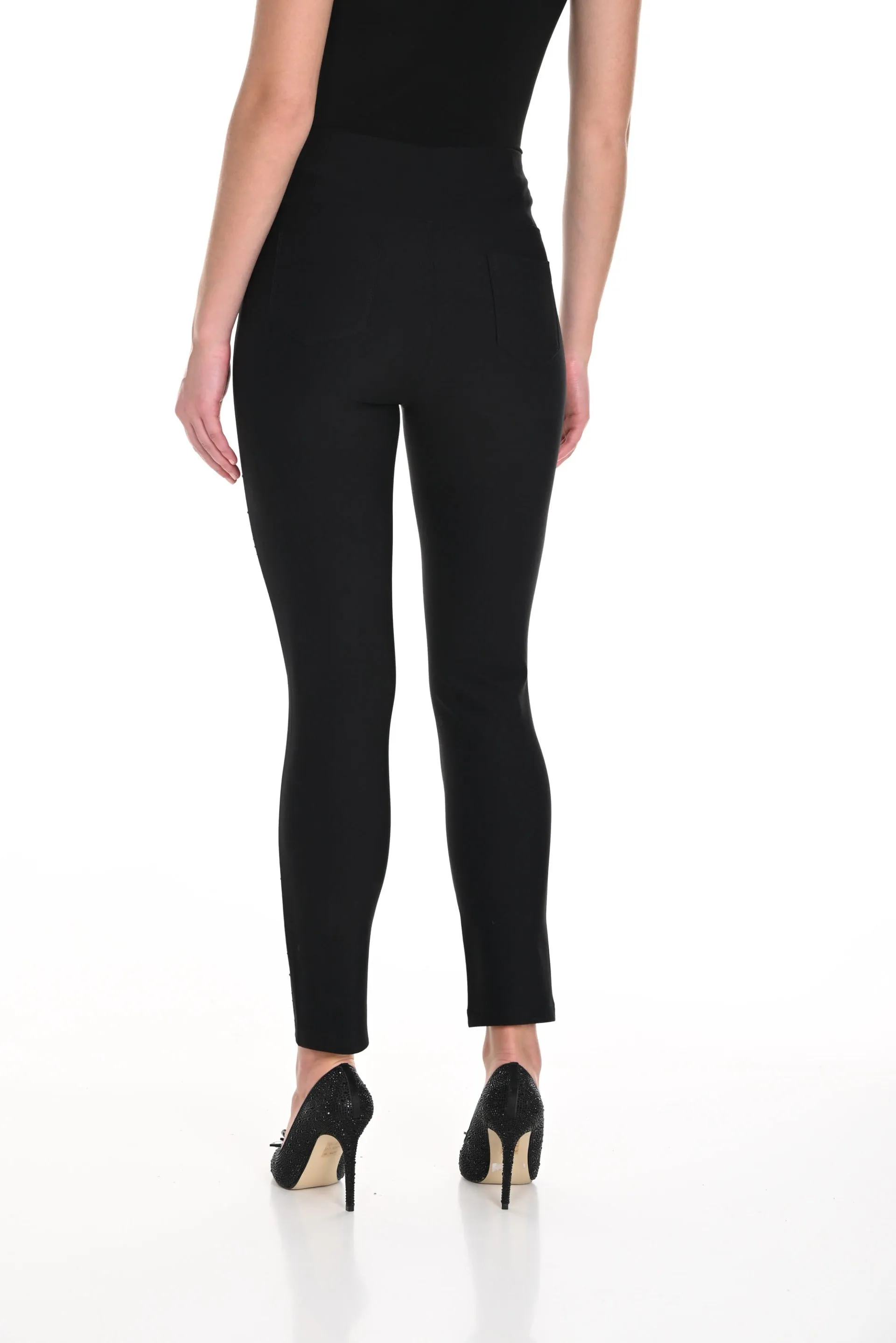 Frank Lyman Black High-Waist Pants with Embellishments Style 244644U