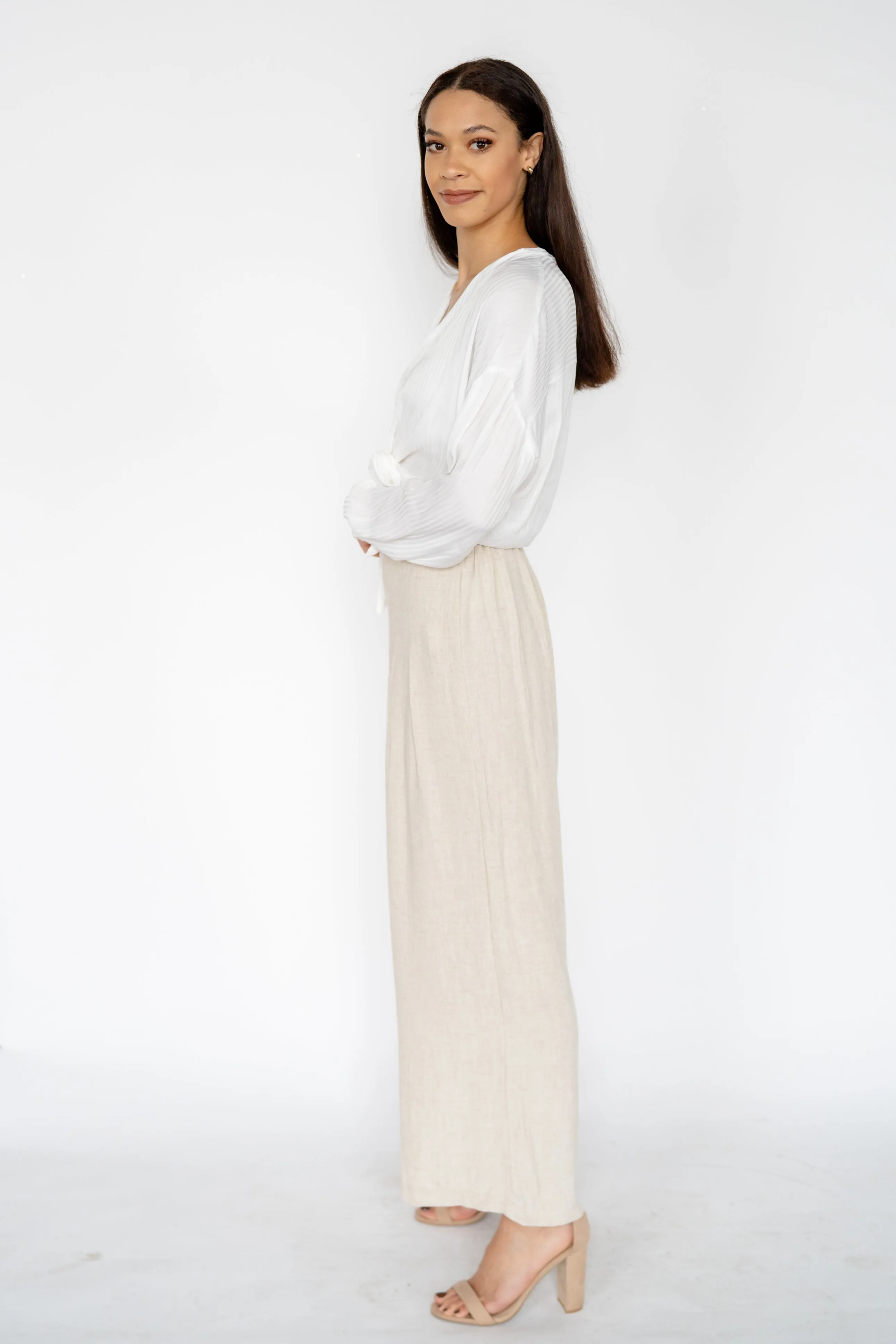 GLORIA STRIPE TIE TOP - White