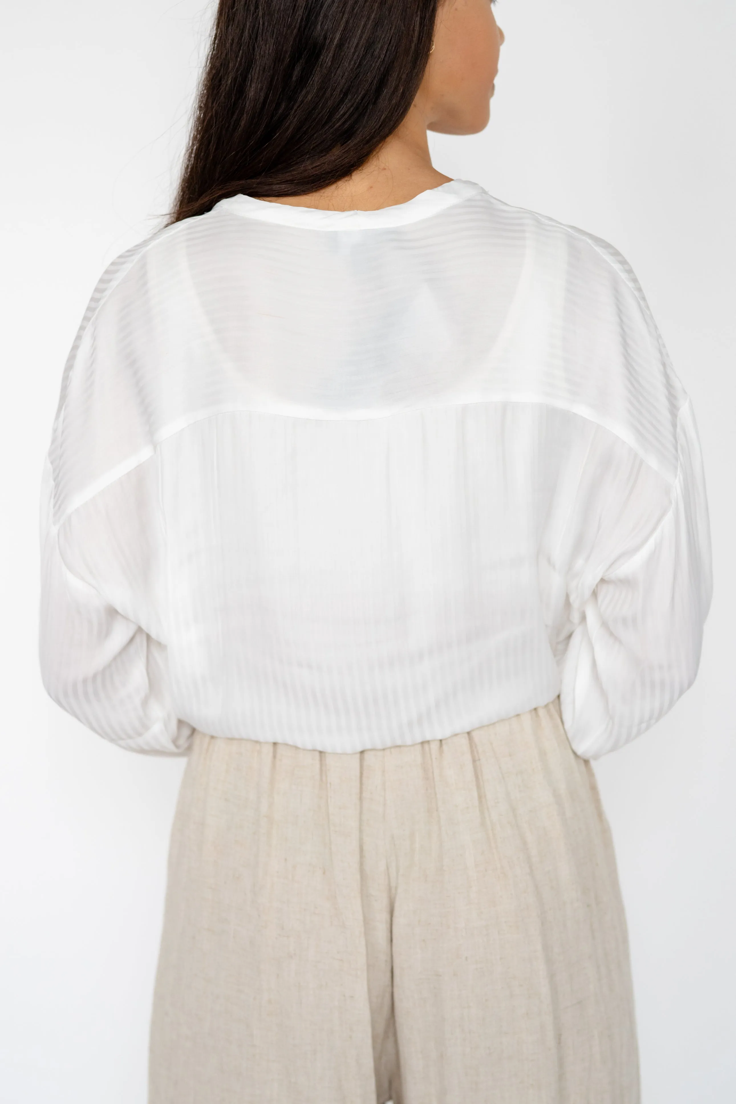 GLORIA STRIPE TIE TOP - White
