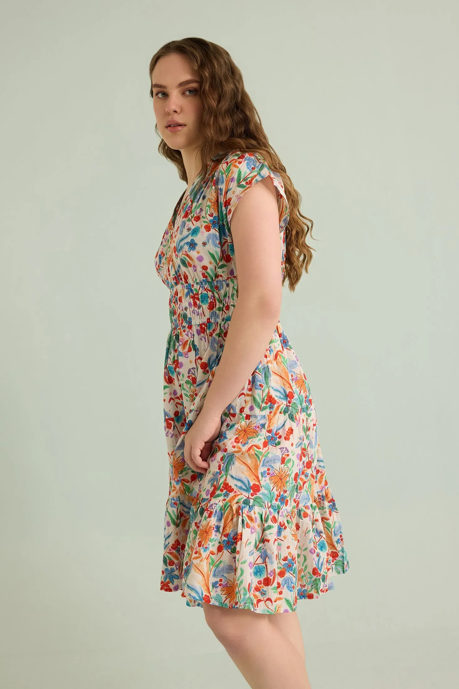 Glorious Morn Empire Waist Dress In Multicolor