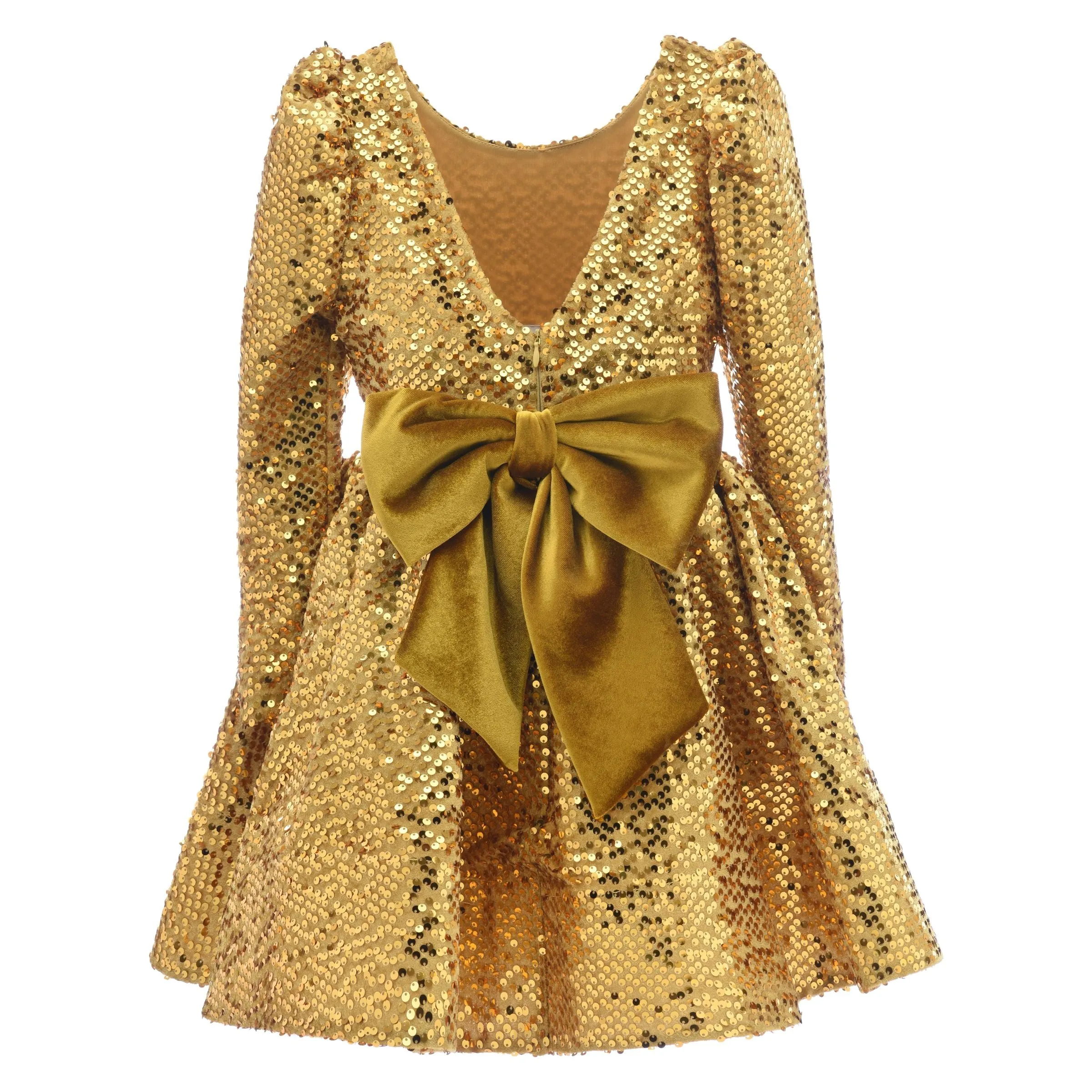 Gold Merribrook Sequin Bow Dress