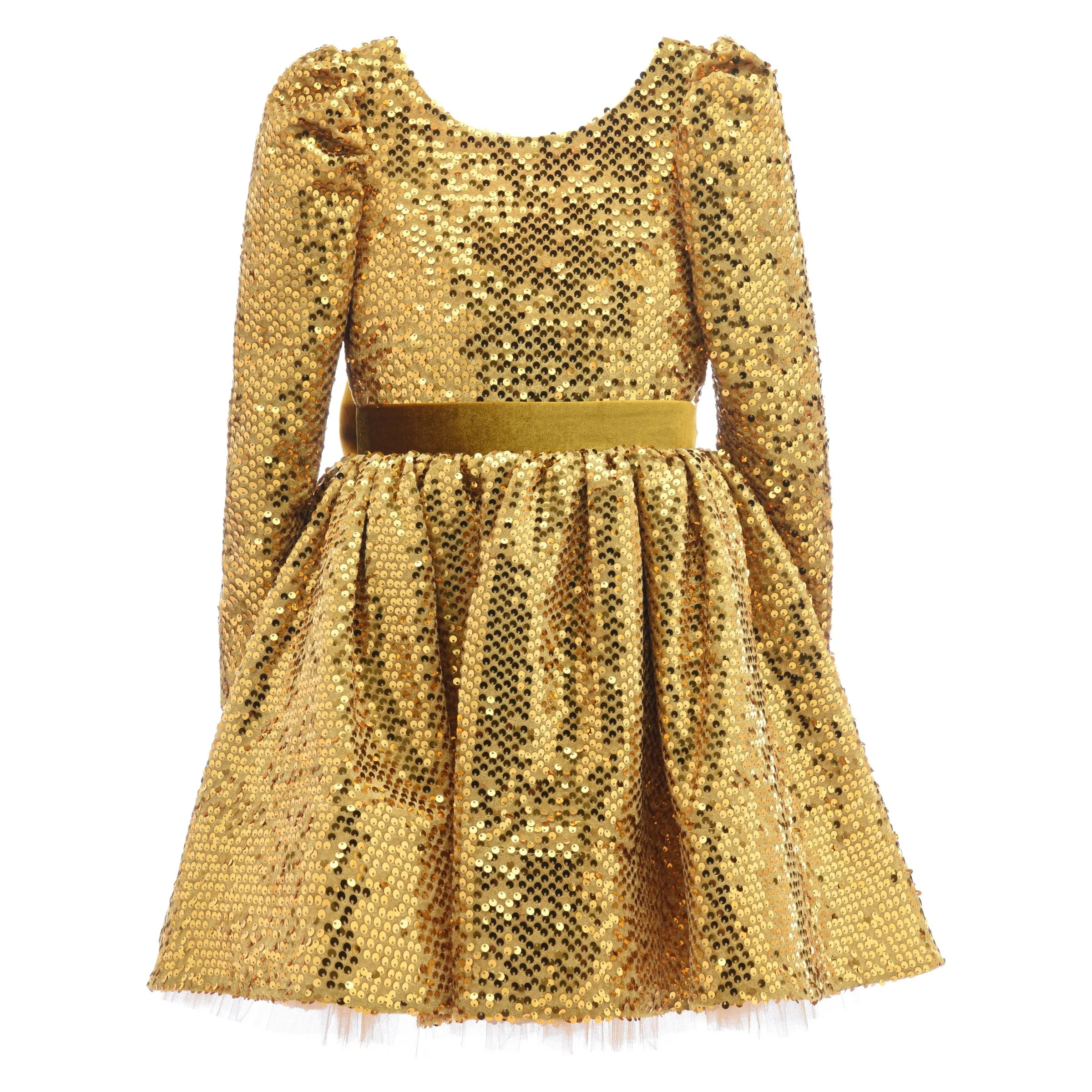 Gold Merribrook Sequin Bow Dress