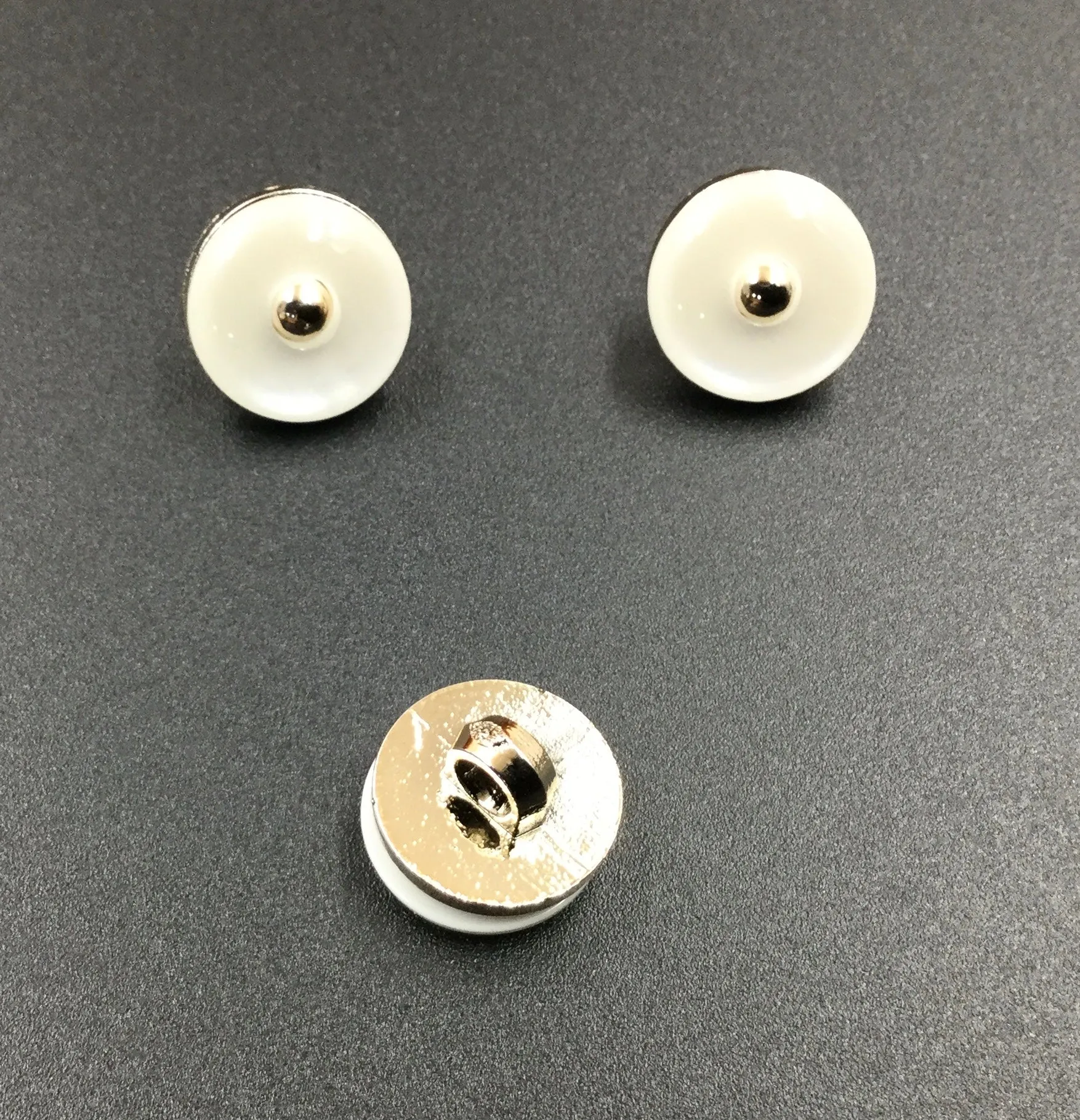 Golden & White Round Polyester Buttons