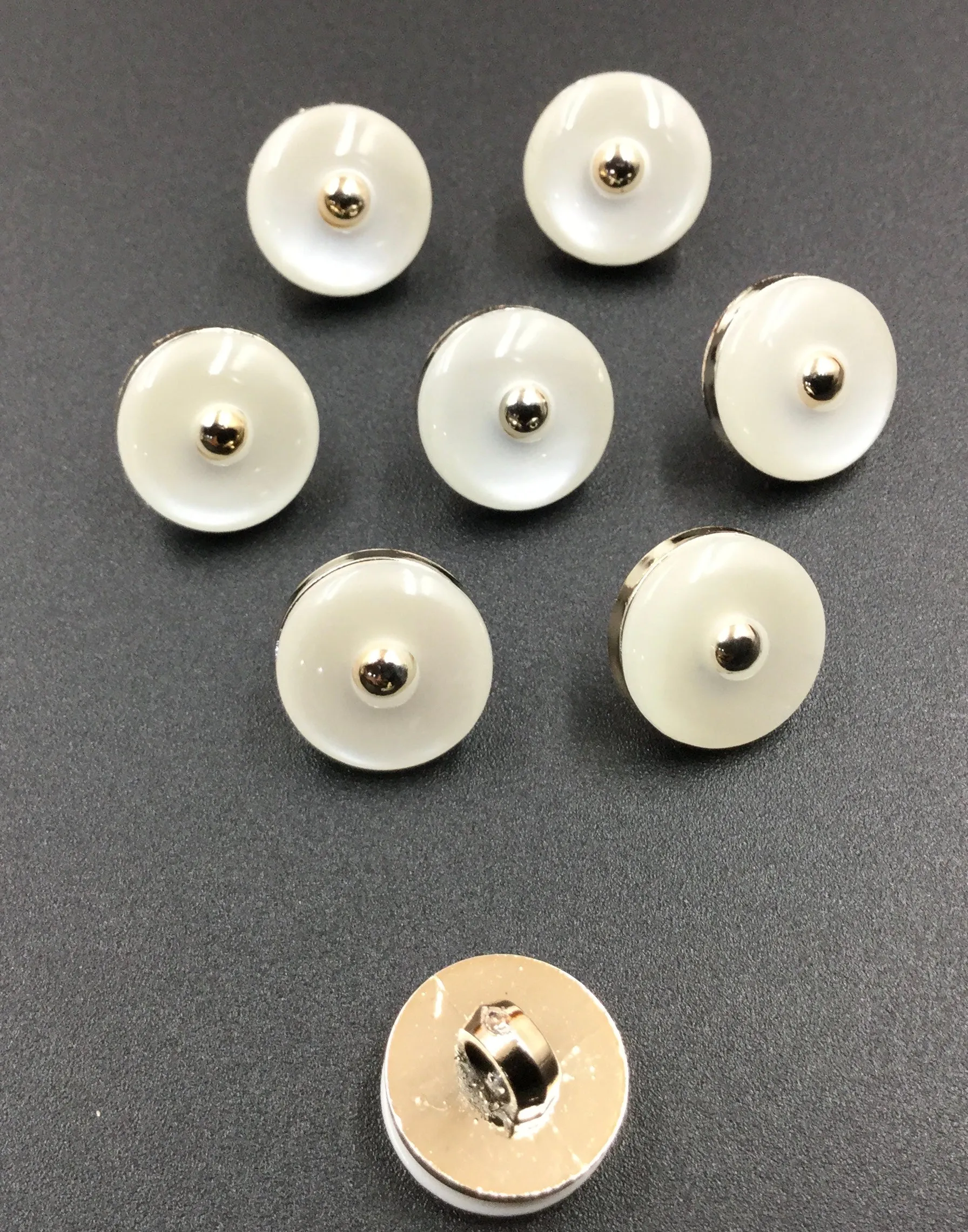 Golden & White Round Polyester Buttons