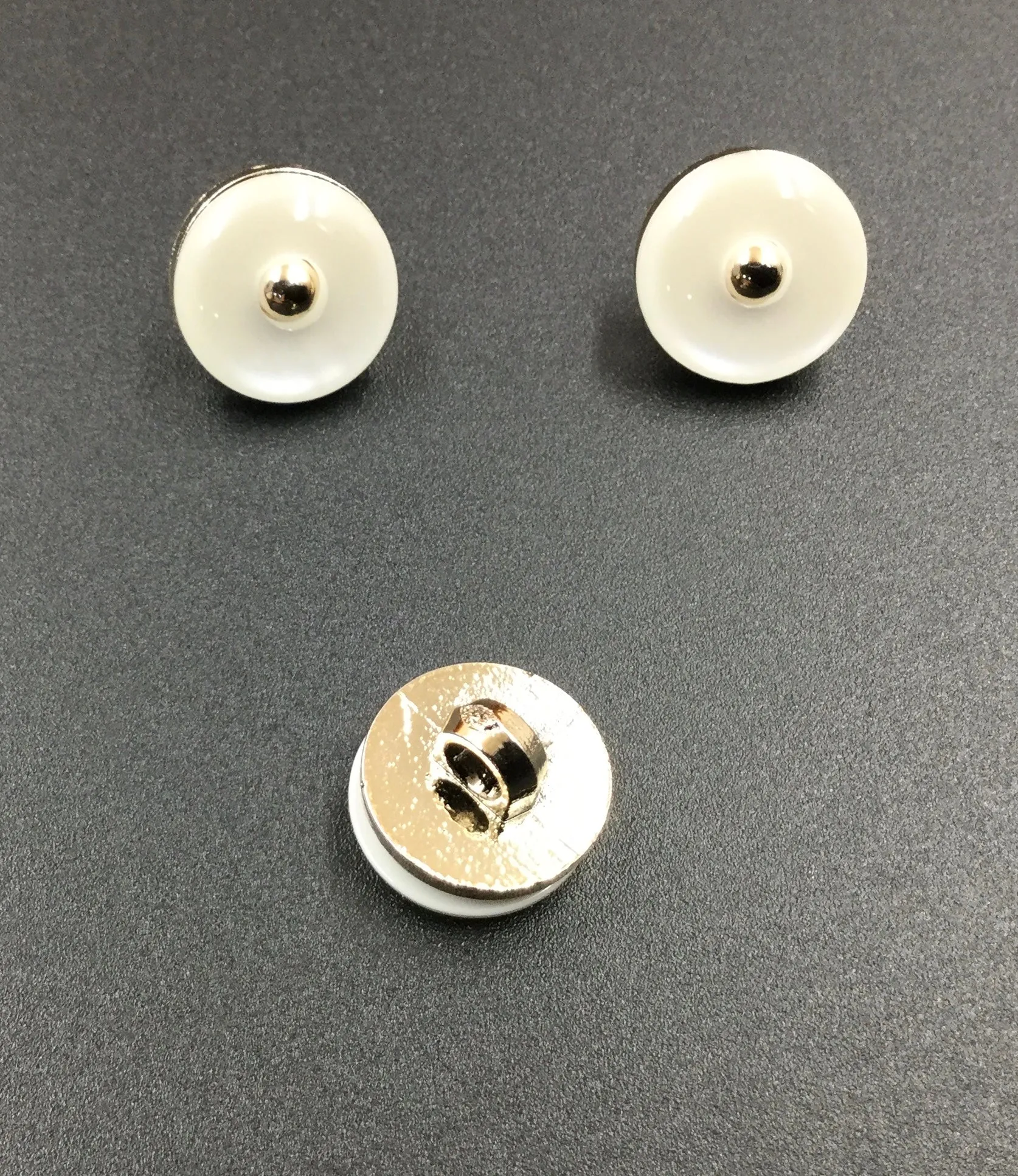 Golden & White Round Polyester Buttons