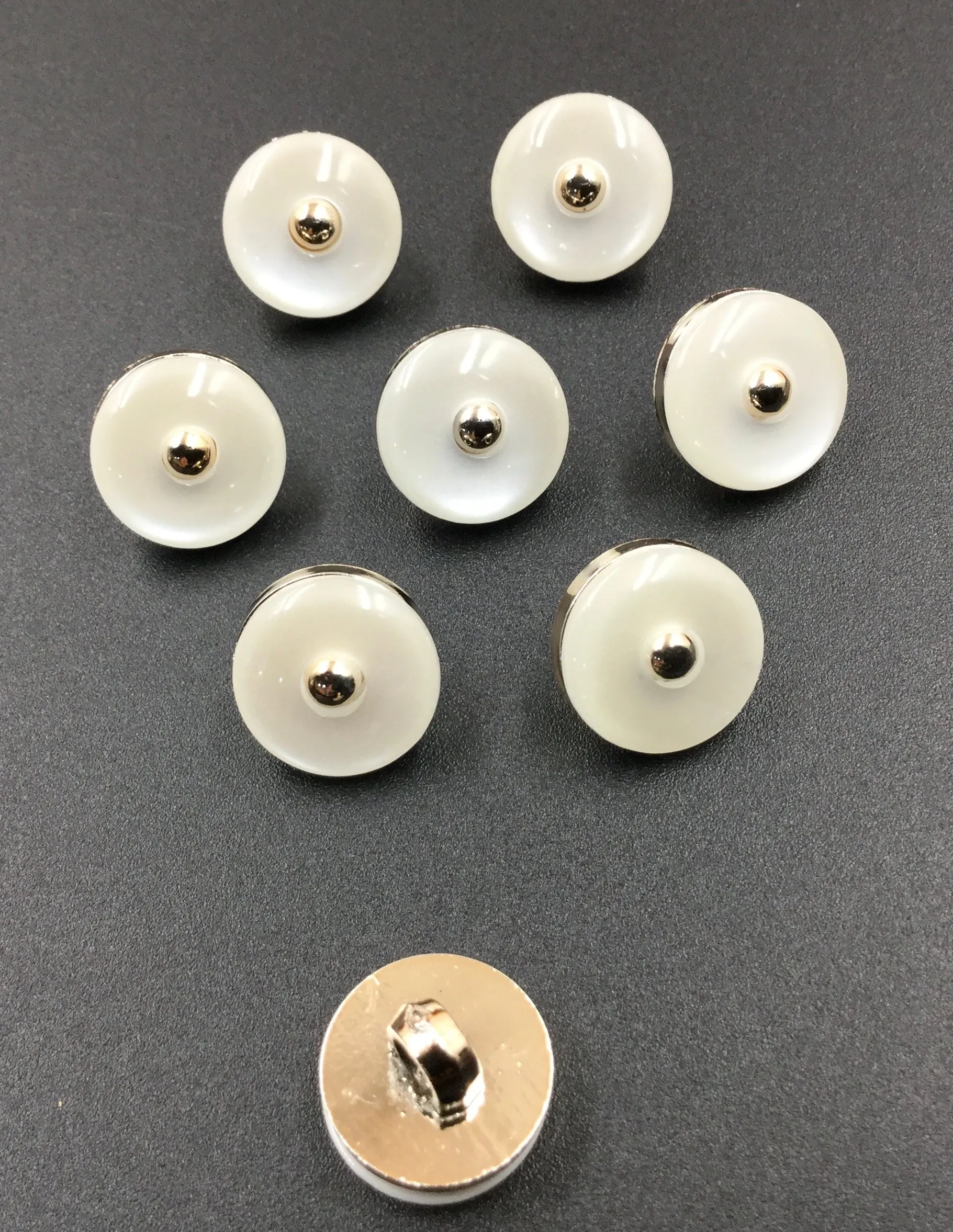 Golden & White Round Polyester Buttons