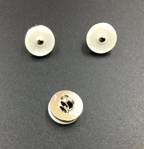 Golden & White Round Polyester Buttons
