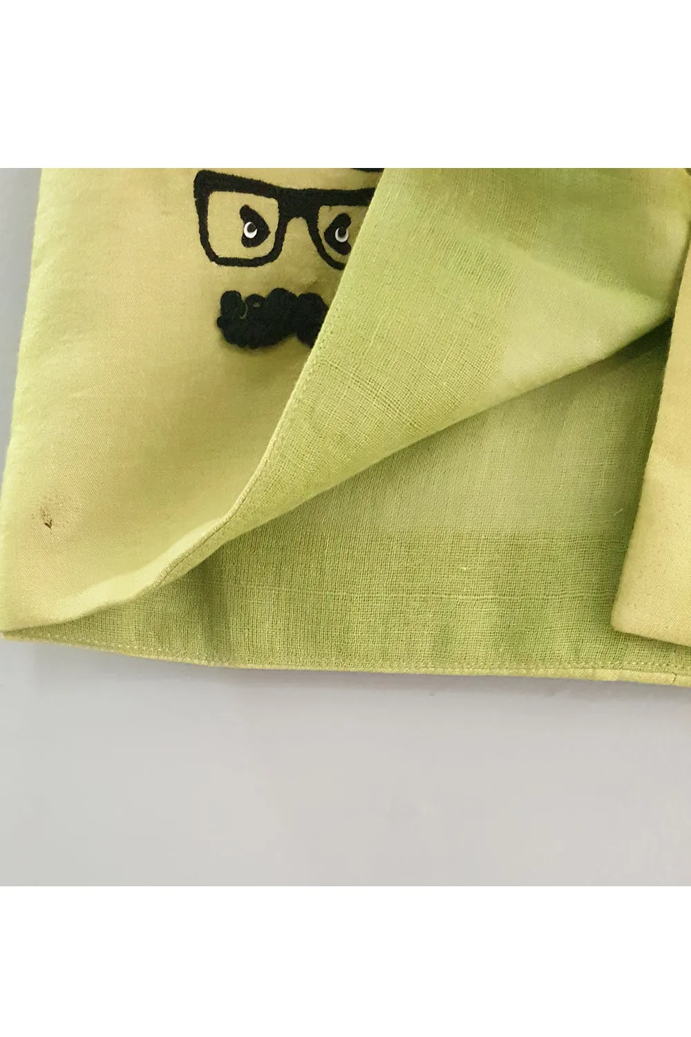 Green hat moustache glasses hand embroidered jacket