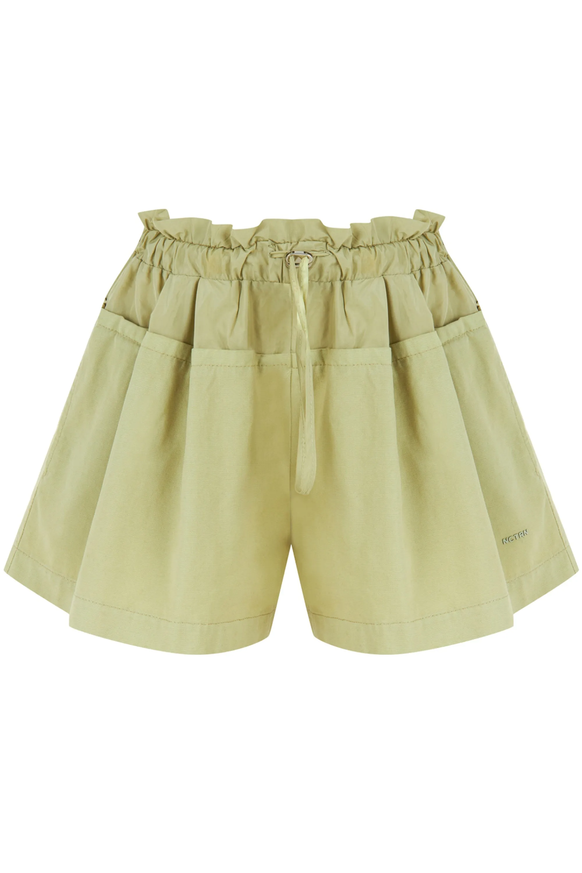 Green Mini Shorts with Printed Details