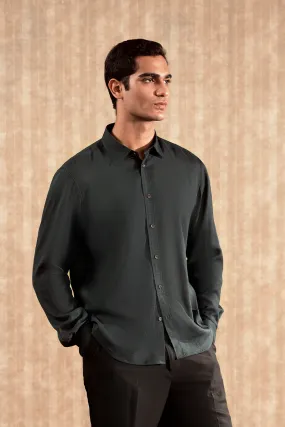 Green Textured Button-Up