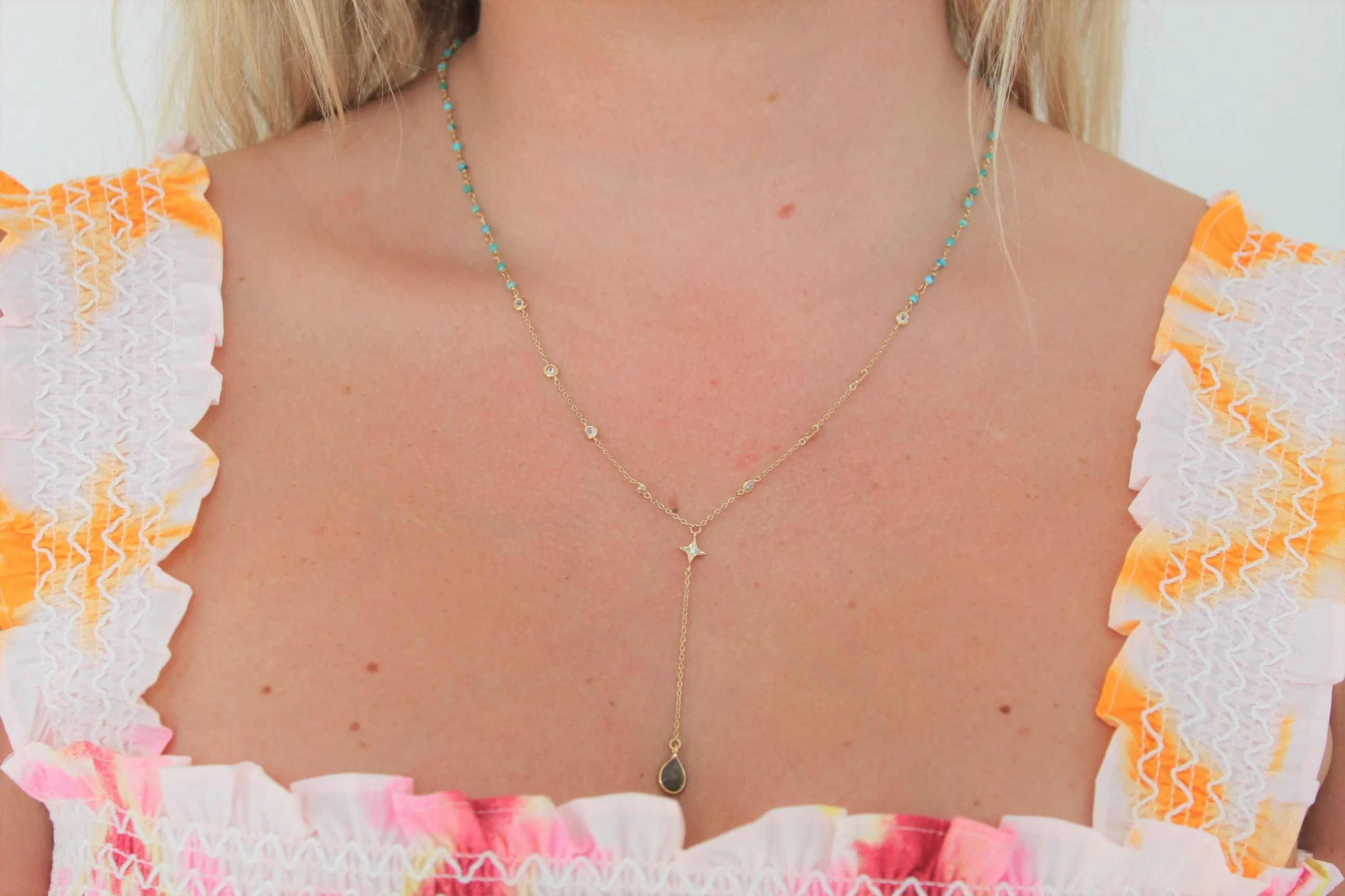 HANKA Diva Rosary Necklace with Blue Chrysocolle Stones