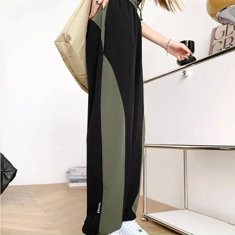 Harajuku Hip Hop Woman Clothing Sweatpants High Waist Drawstring Contrast Color Streetwear Fashion Loose Sports Casual Trousers