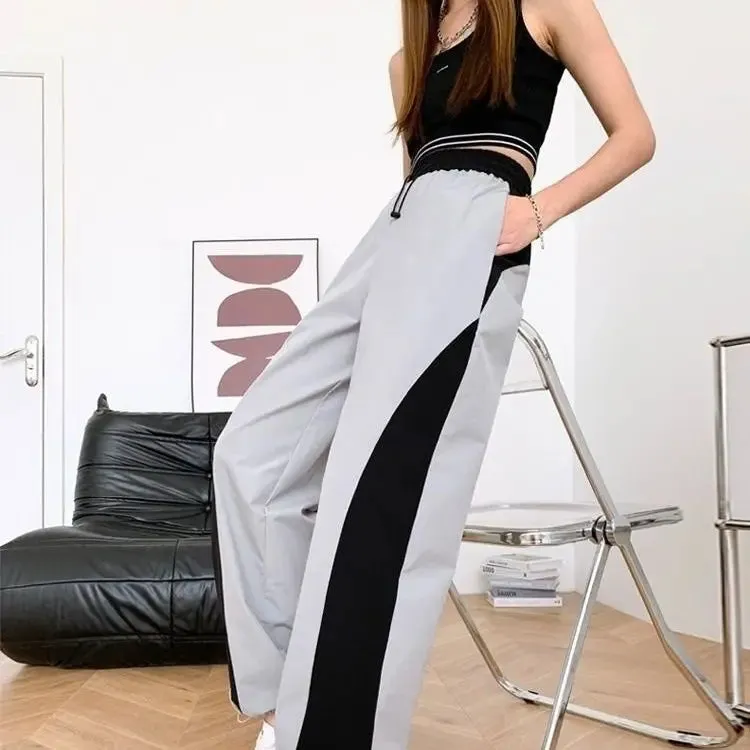 Harajuku Hip Hop Woman Clothing Sweatpants High Waist Drawstring Contrast Color Streetwear Fashion Loose Sports Casual Trousers