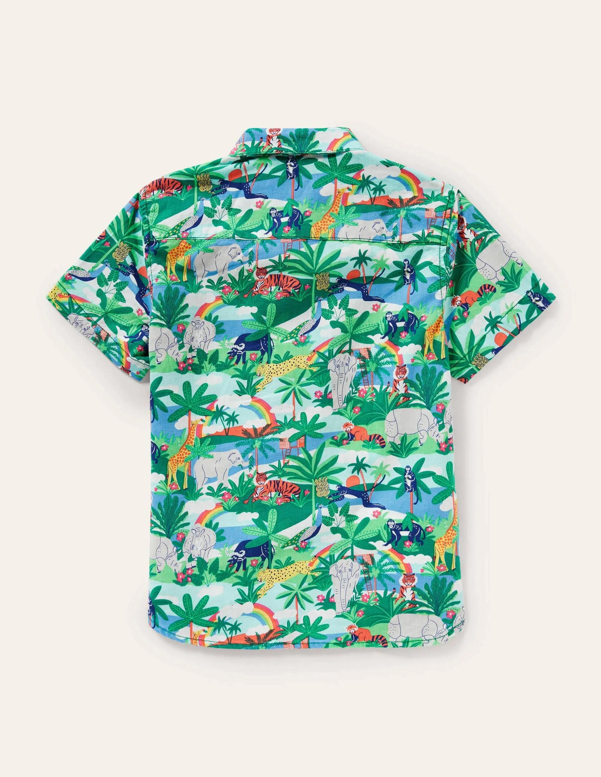Holiday Cotton Linen Shirt-Multi Jungle Scene