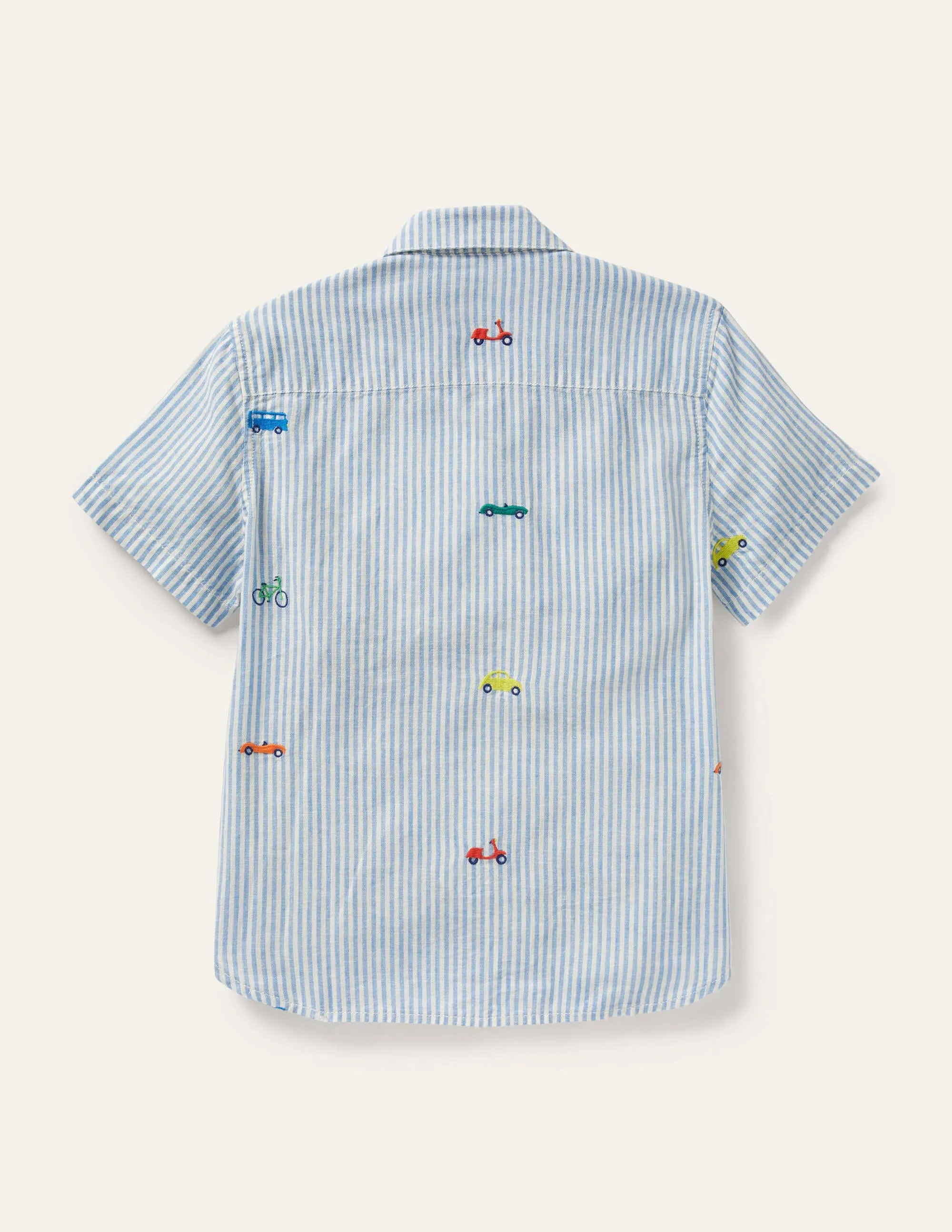 Holiday Cotton Linen Shirt-Ticking Rainbow Road Trip