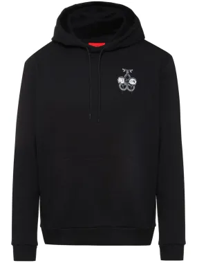 HUGO Relaxed Fit Snake Logo Hoodie Black