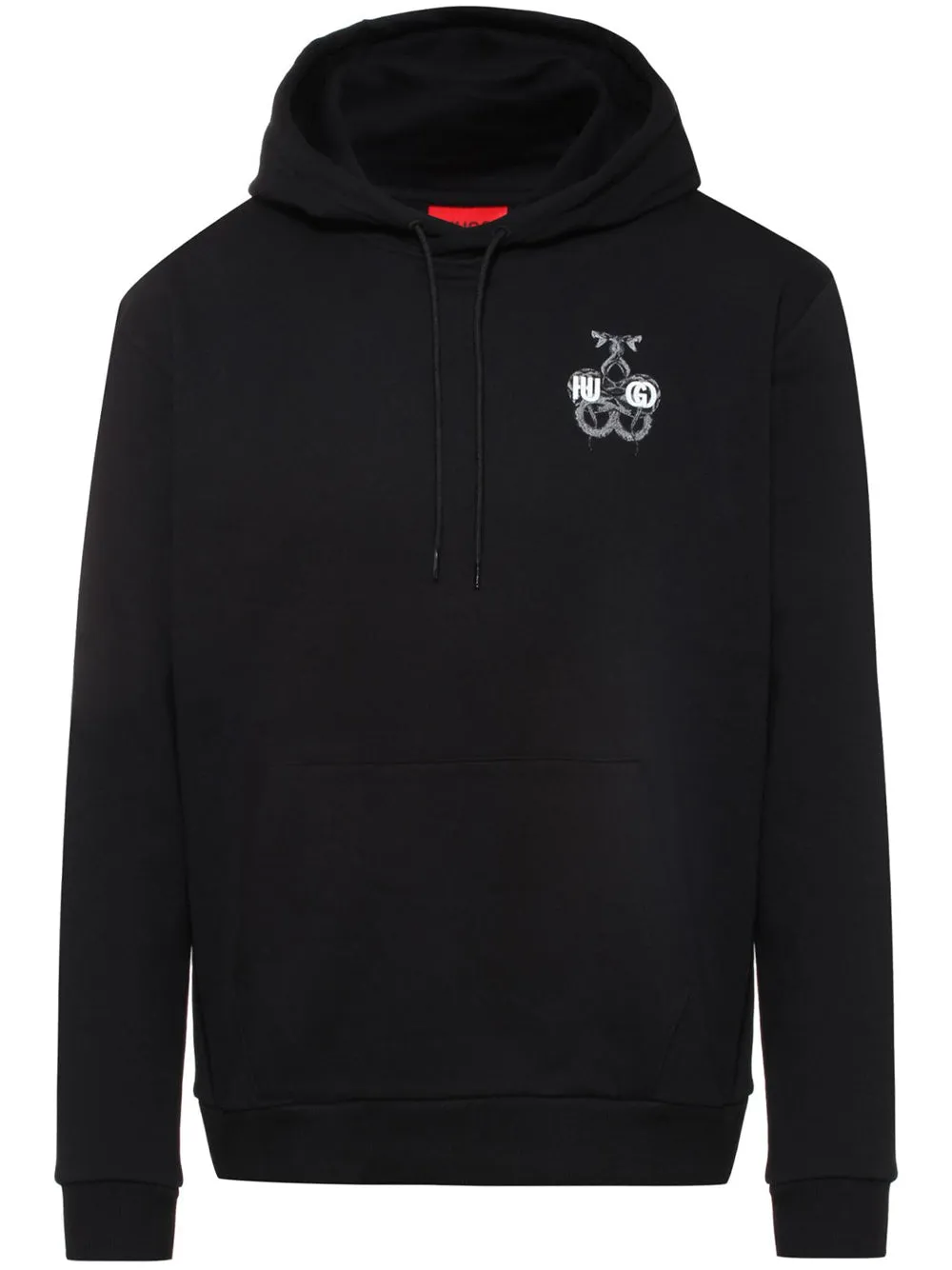 HUGO Relaxed Fit Snake Logo Hoodie Black