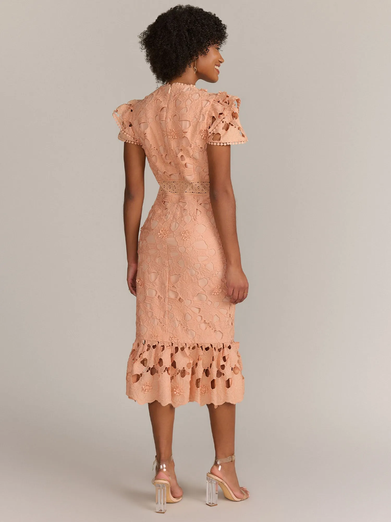 Just Me Ruffle Sleeve Lace Sheath Dress - Brands We Love