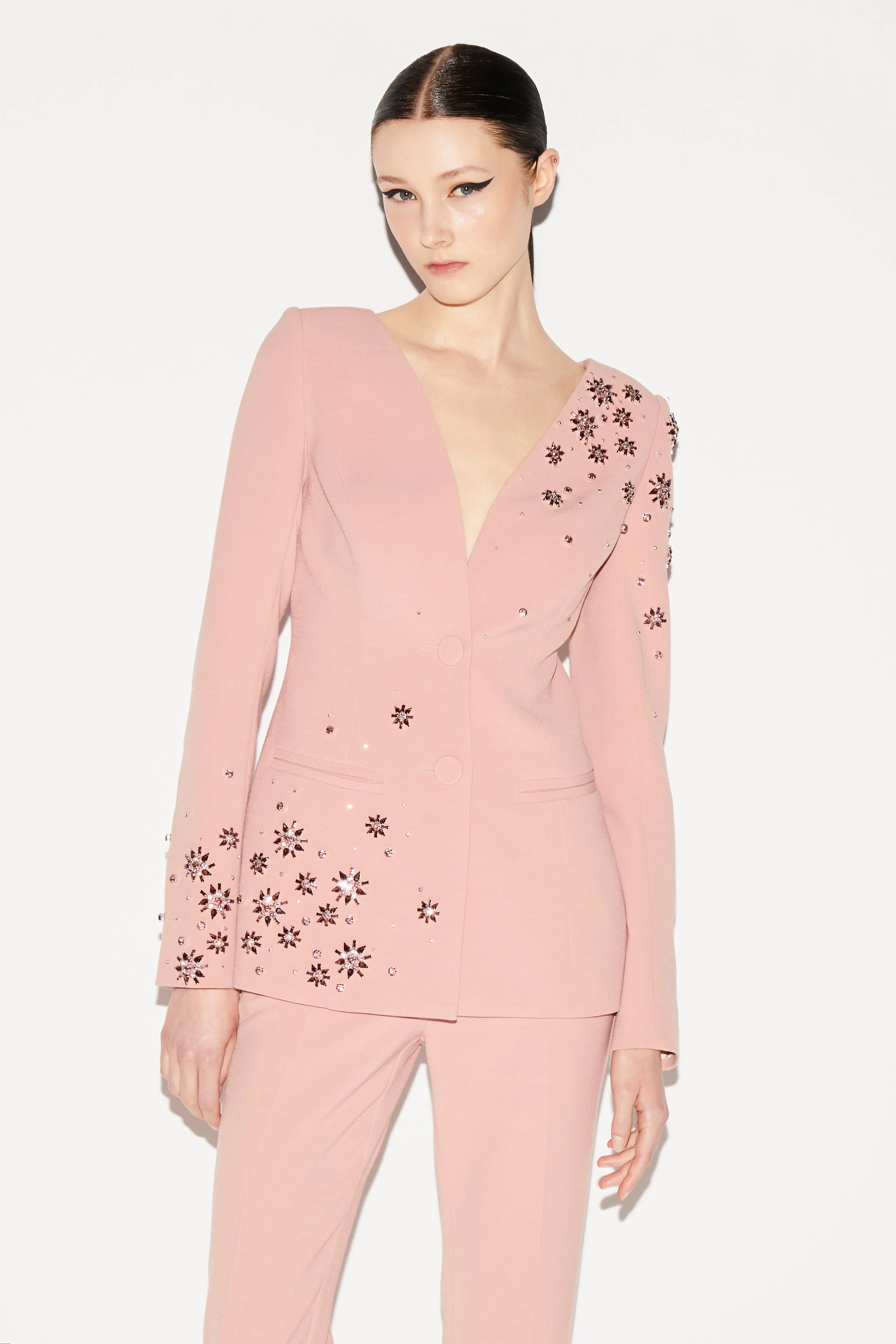 JUSTINE JACKET PINK EMBELLISHED CREPE