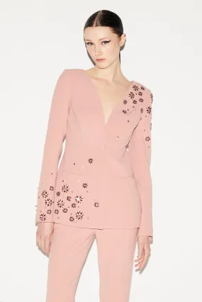 JUSTINE JACKET PINK EMBELLISHED CREPE