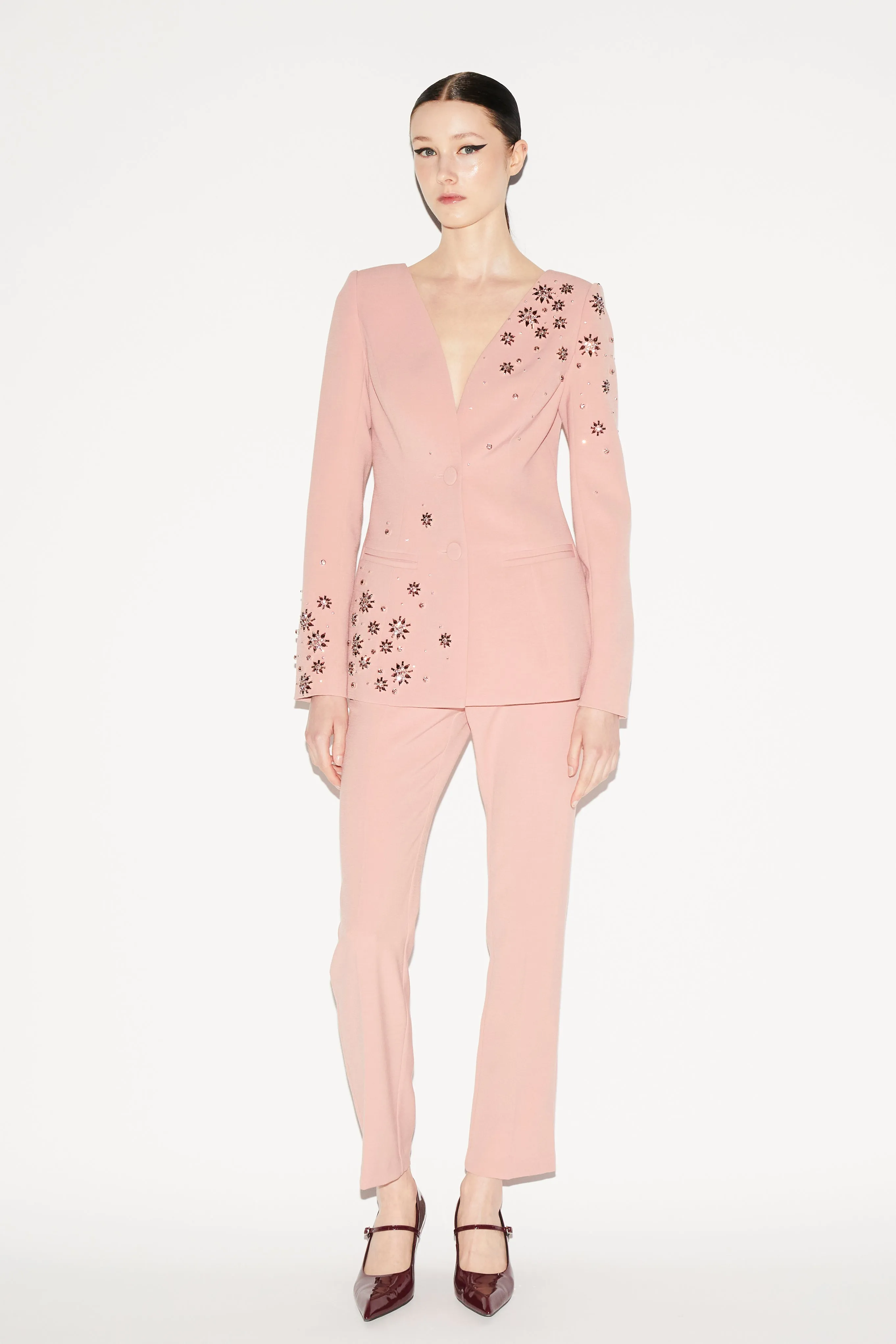 JUSTINE JACKET PINK EMBELLISHED CREPE