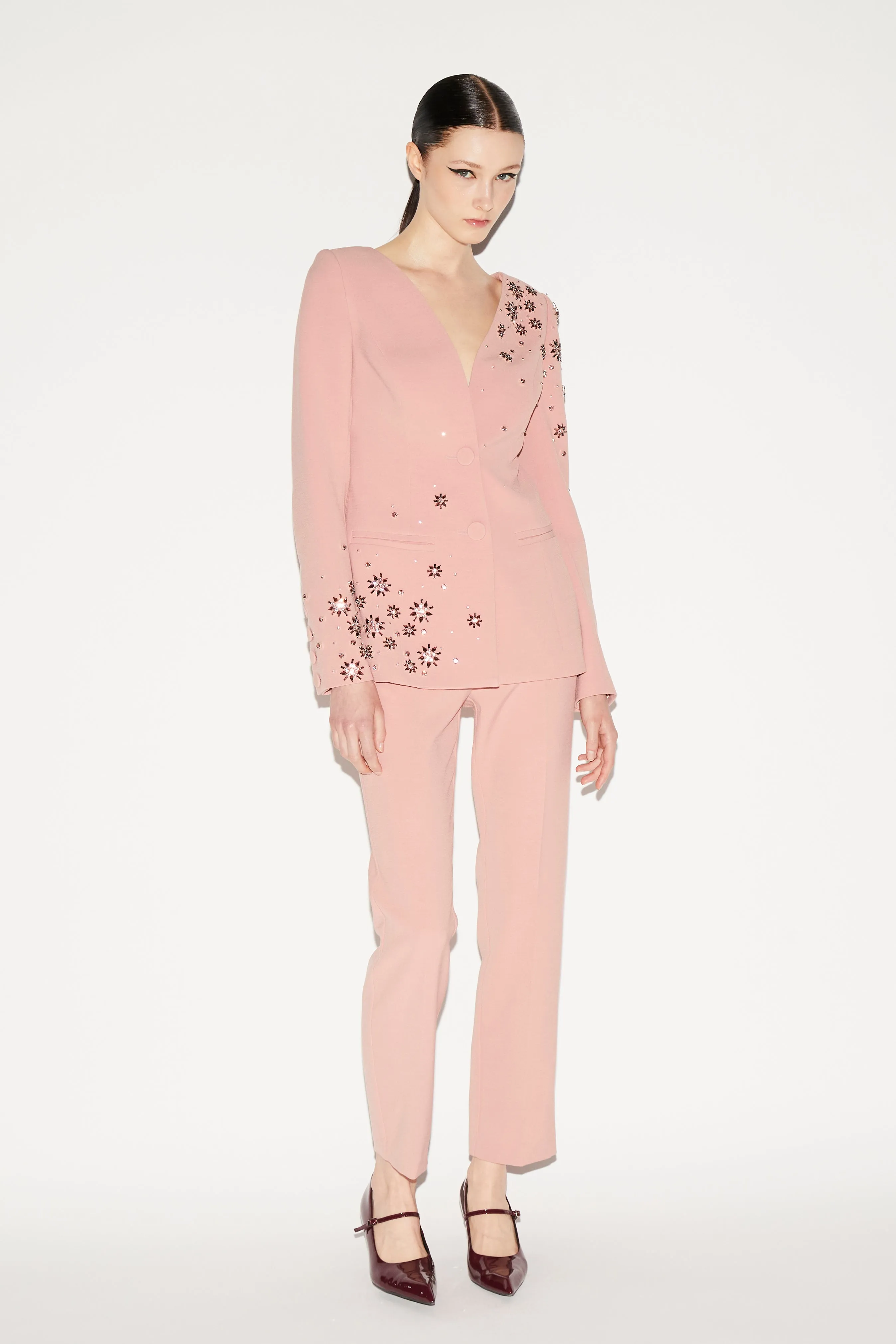 JUSTINE JACKET PINK EMBELLISHED CREPE