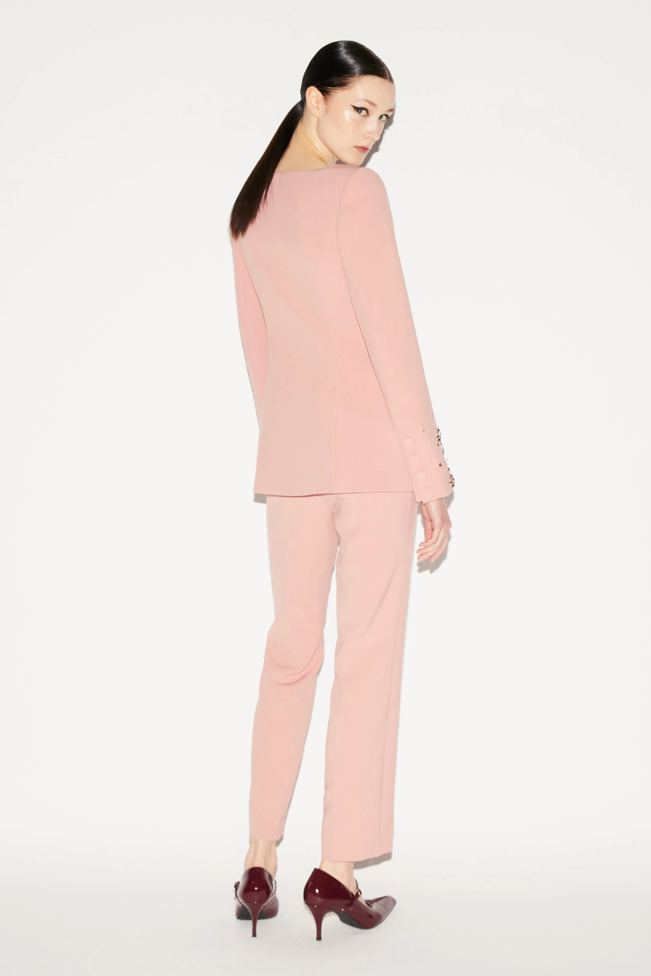 JUSTINE JACKET PINK EMBELLISHED CREPE
