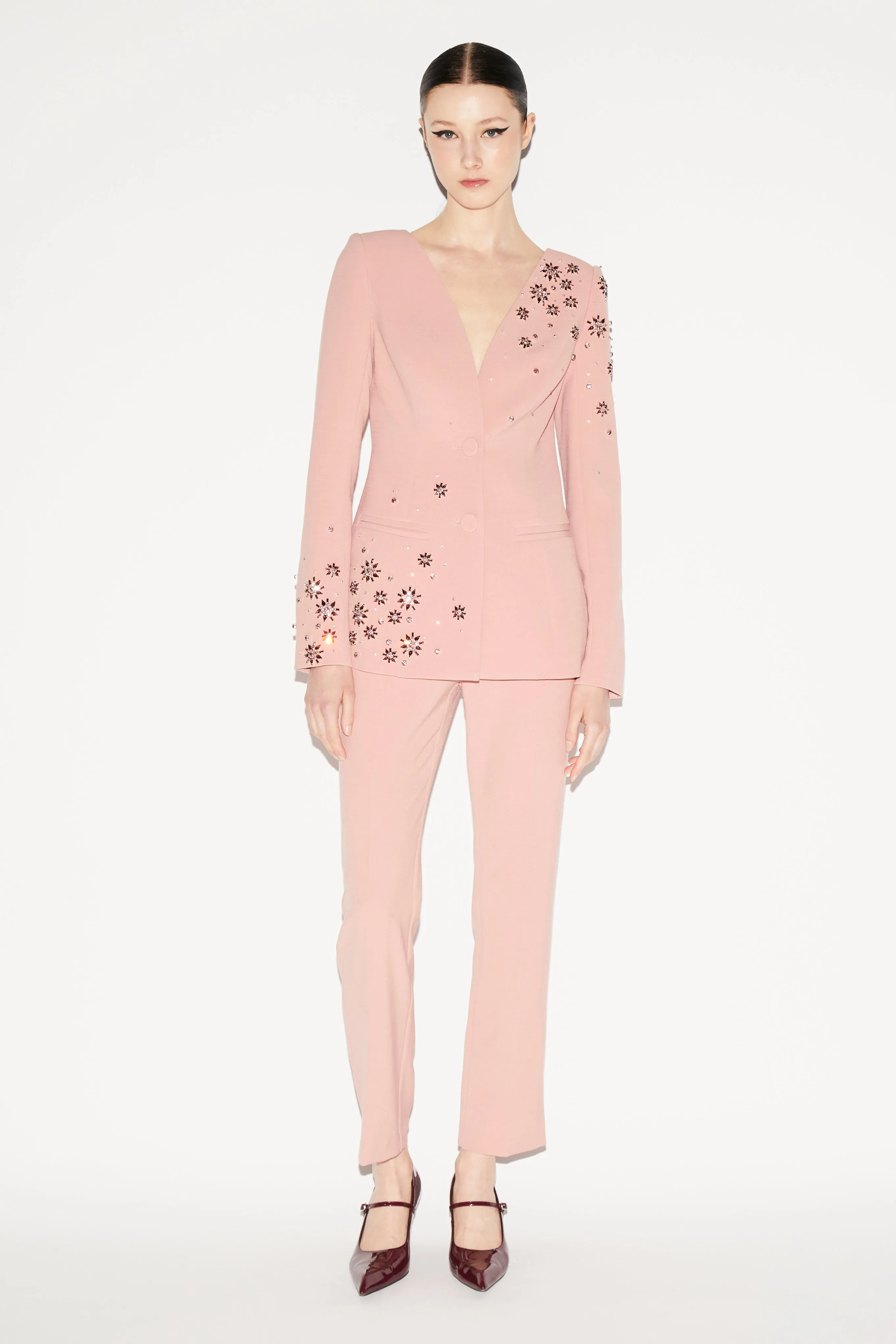 JUSTINE JACKET PINK EMBELLISHED CREPE
