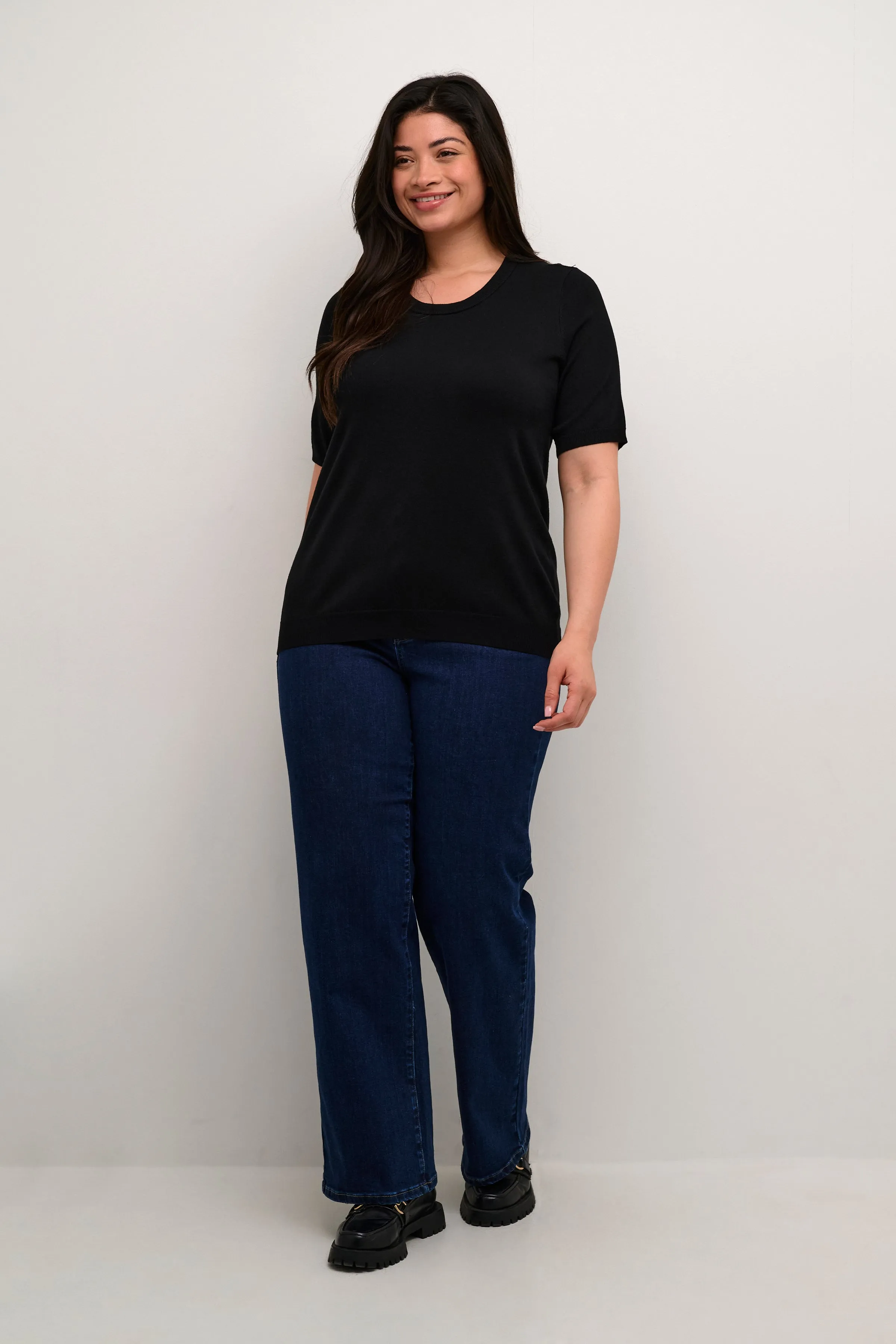 Kaffe Curve Lizzy Knit Top in Black