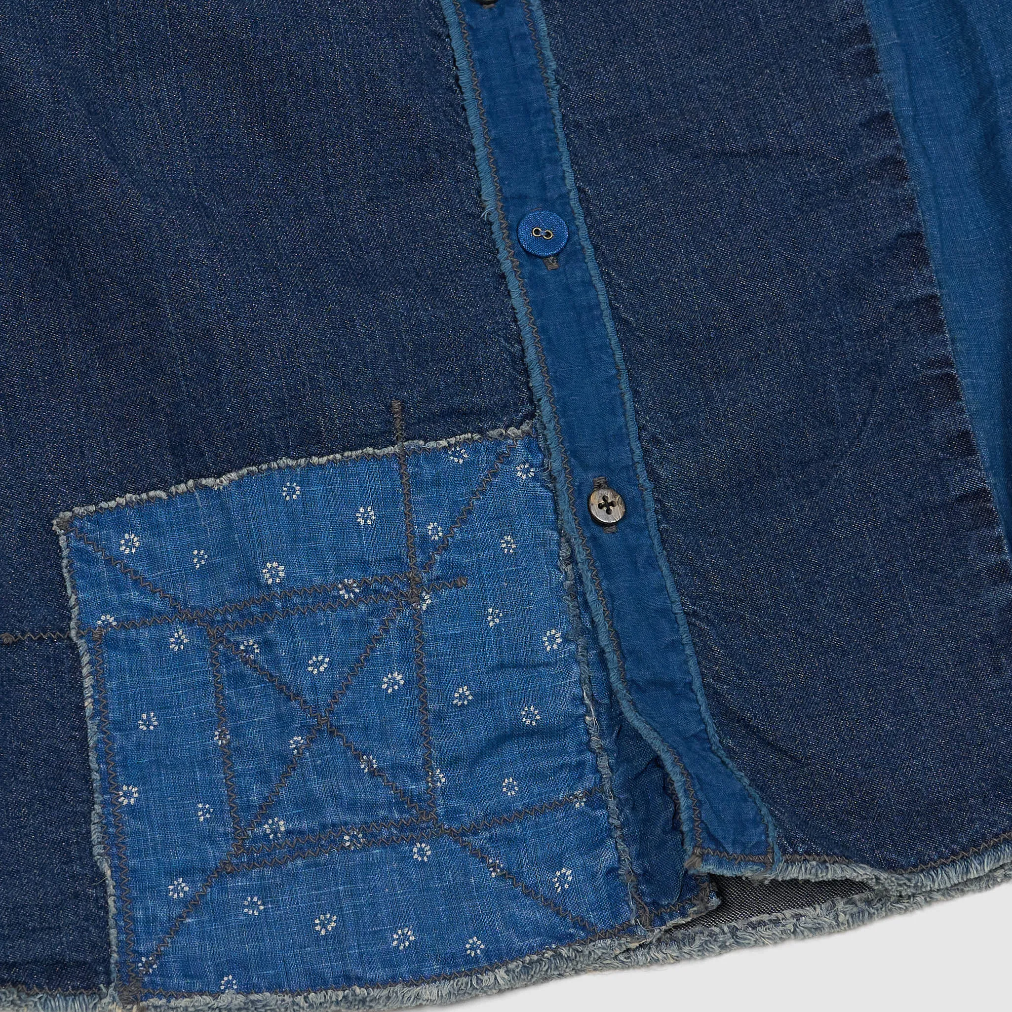 Kapital Short Sleeve Indigo Patchwork Shirt