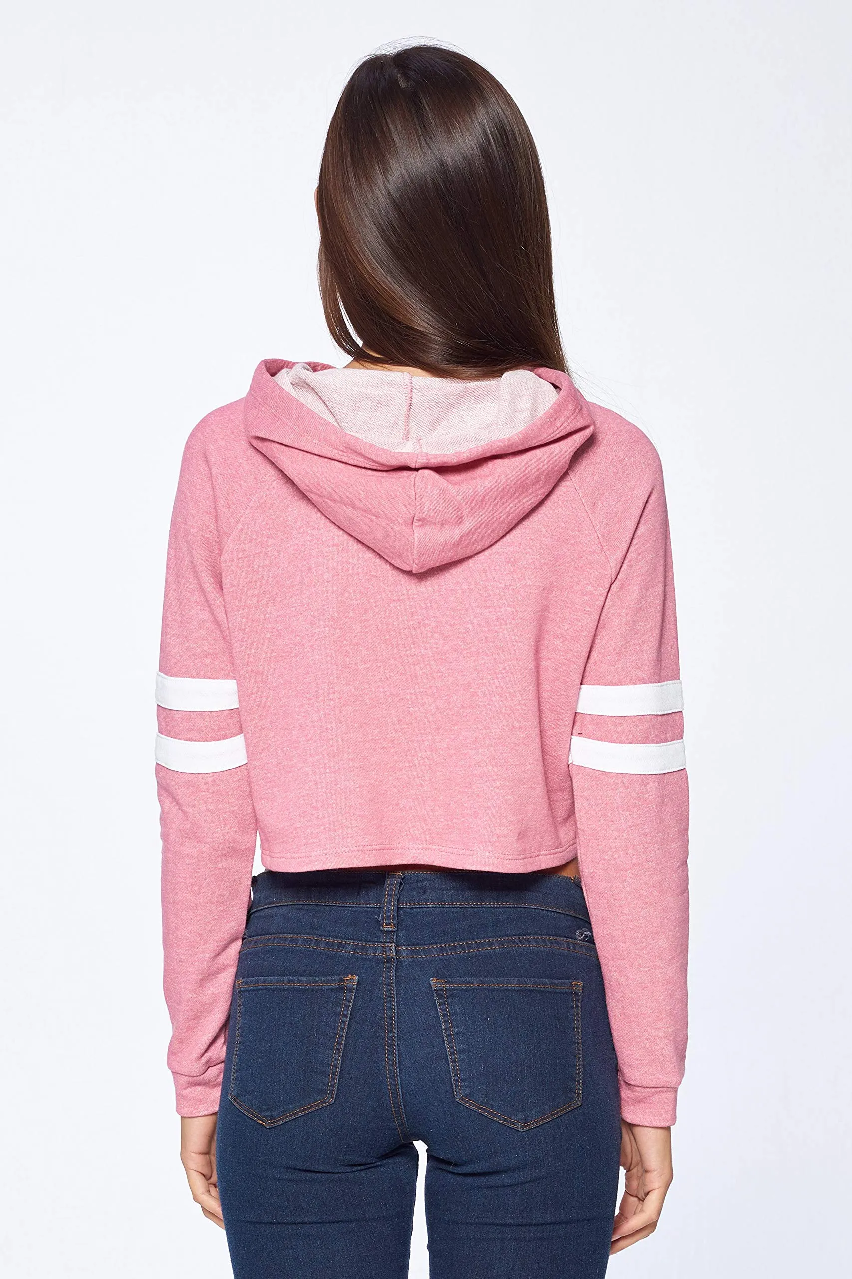 Khanomak Women's Loose Long Sleeve Striped Sweatshirt Crop Top