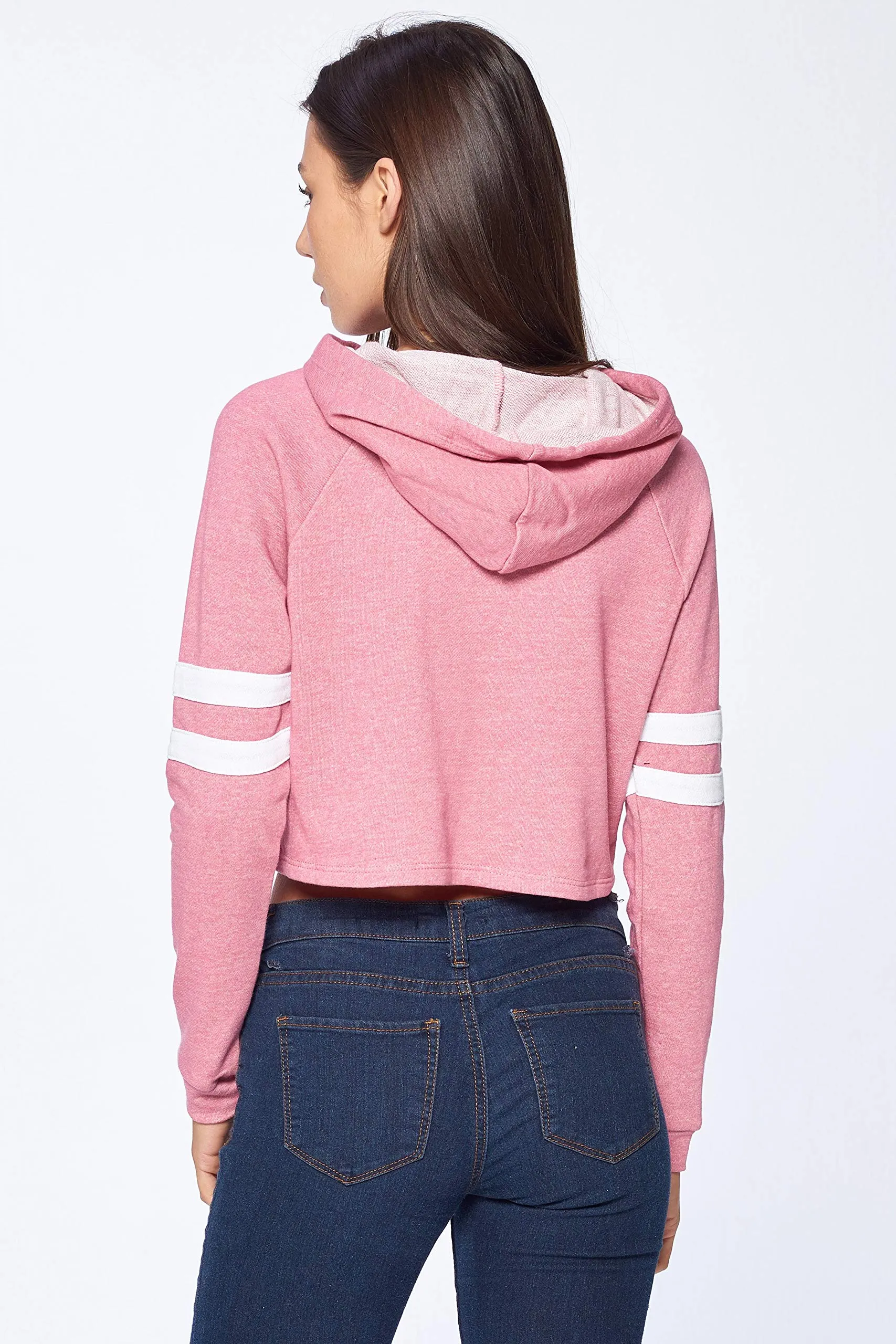 Khanomak Women's Loose Long Sleeve Striped Sweatshirt Crop Top