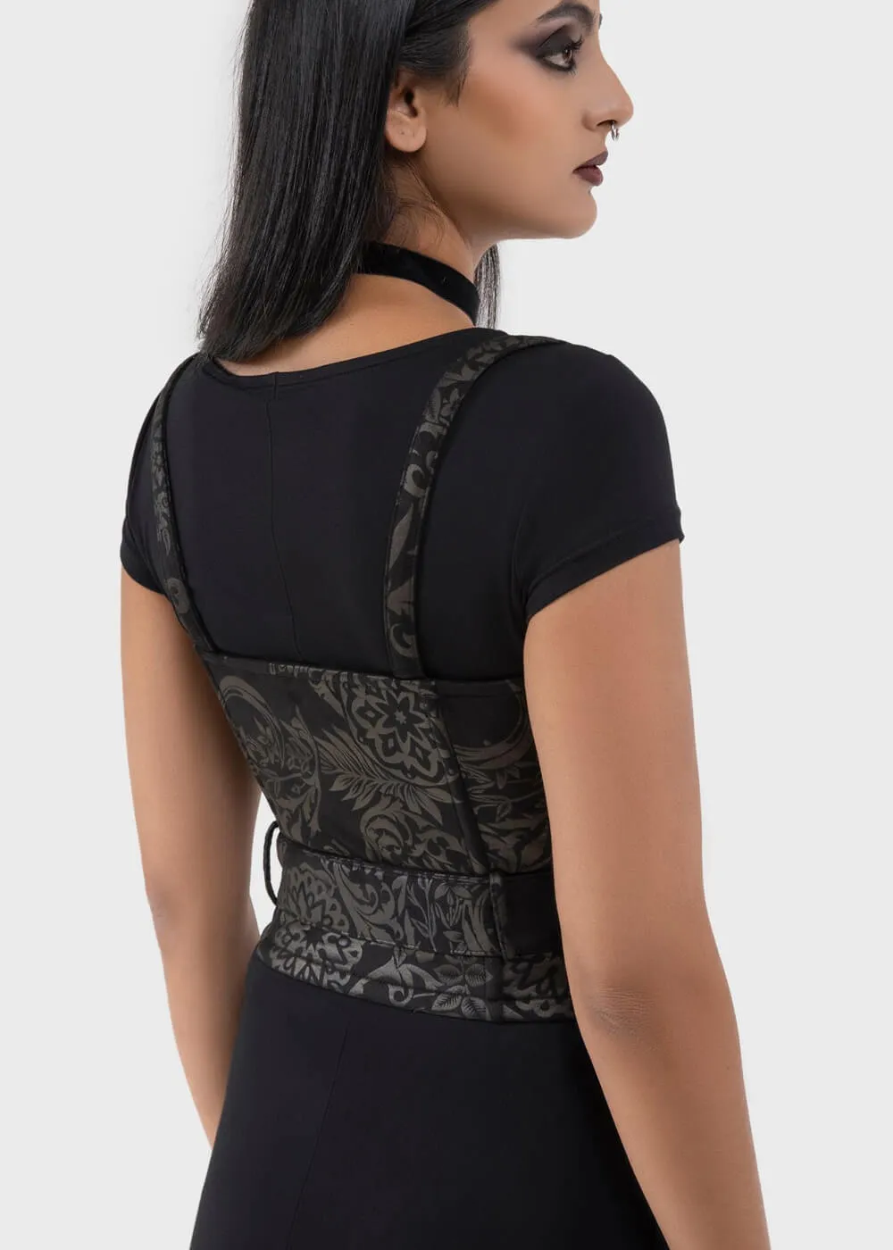 Killstar Malapas Black Lily Underbust Corset Black