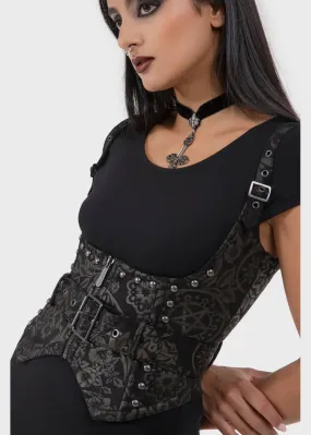 Killstar Malapas Black Lily Underbust Corset Black