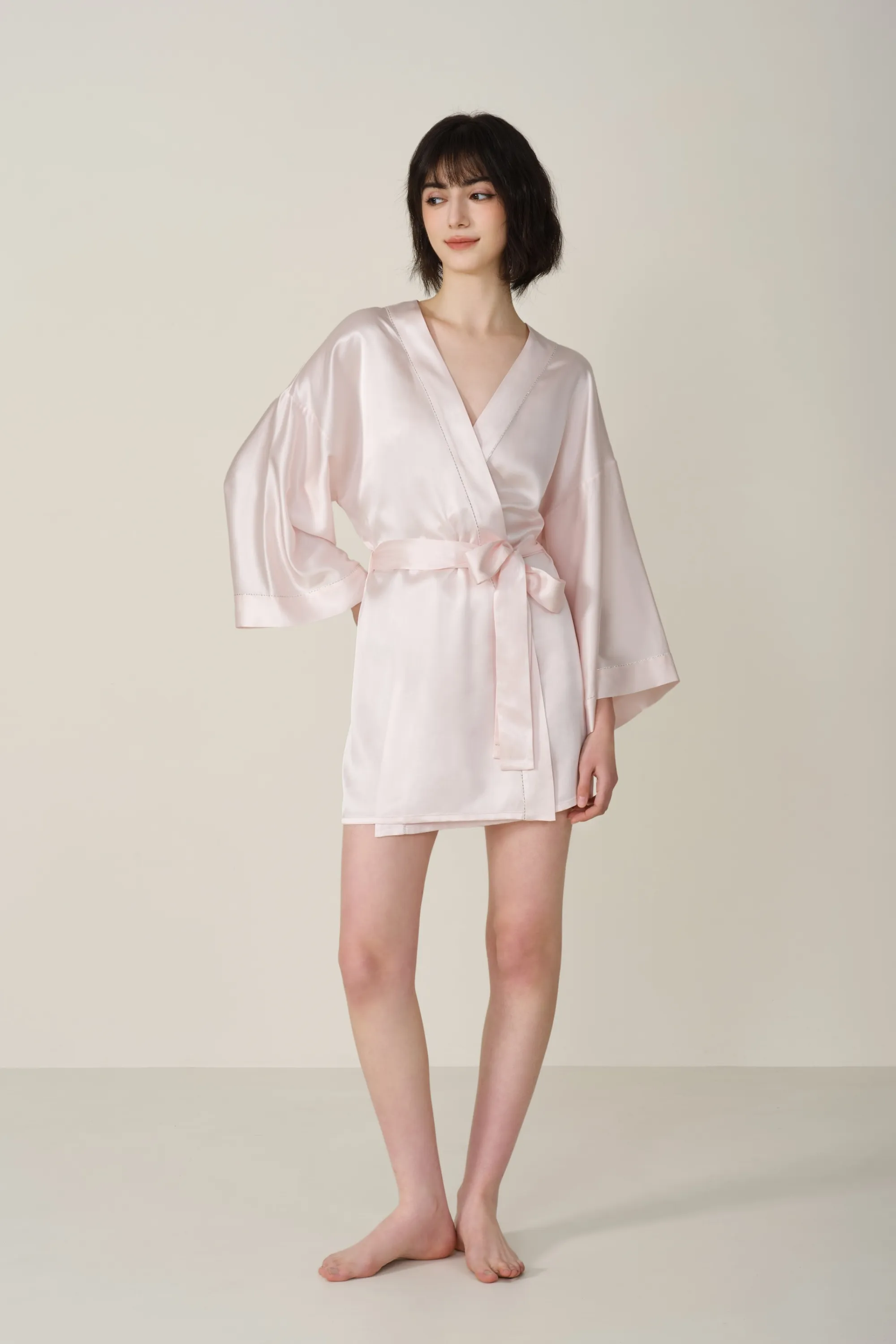 Kimono Crystal Silk Short Nightgown