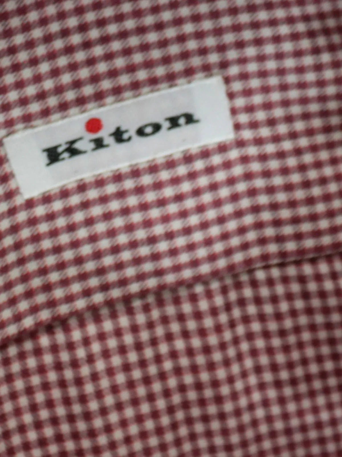 Kiton Dress Shirt Maroon White Check 44 - 17 1/2 SALE
