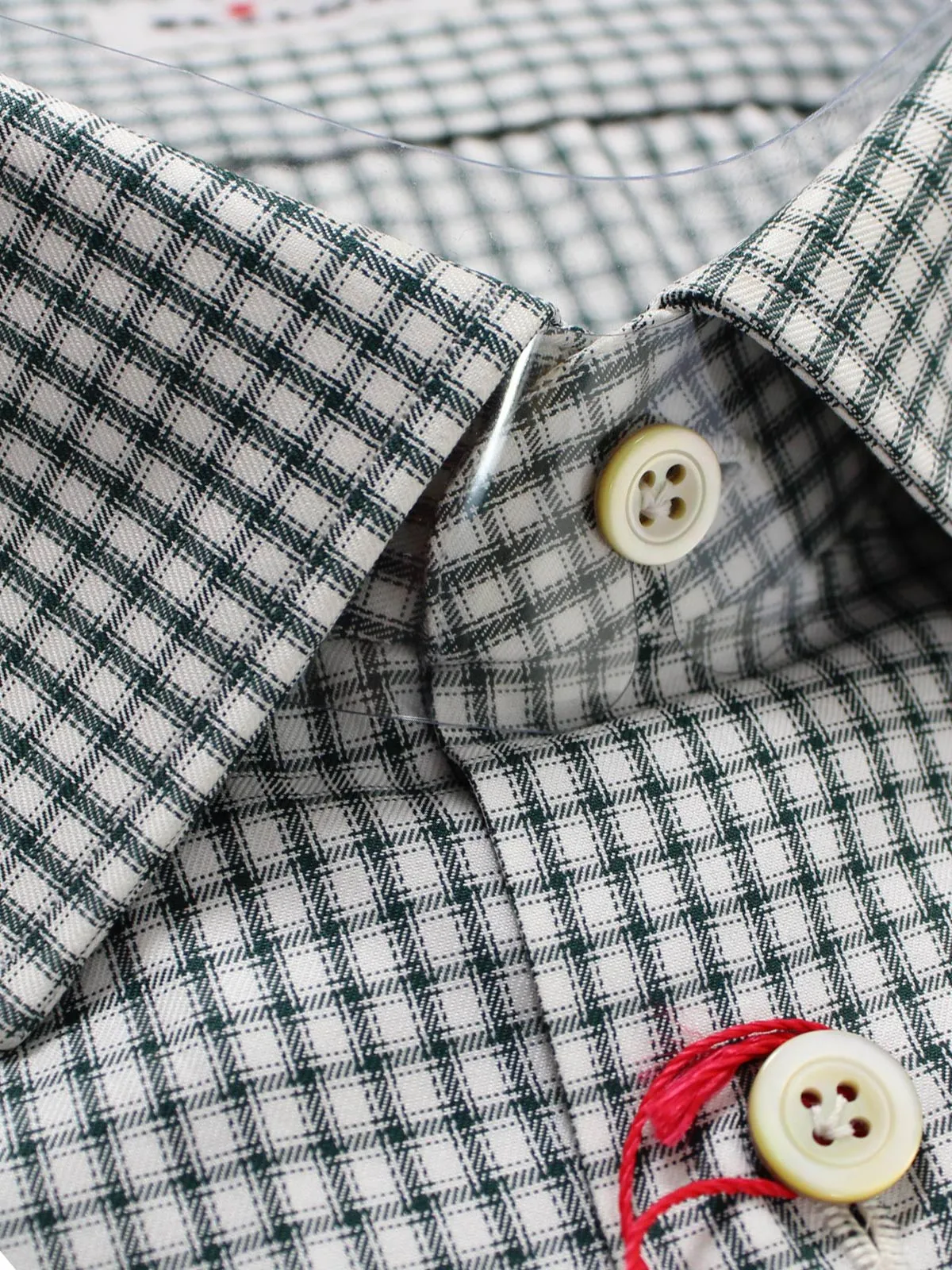 Kiton Dress Shirt White Green Check 36 - 14 SALE