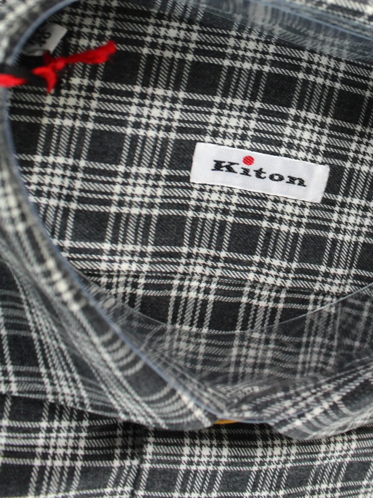 Kiton Sport Shirt Black Glen Check - Flannel Cotton 40 - 15 SALE