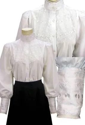 Ladies Victorian Blouse With Eyelet Lace-CL443-BP2