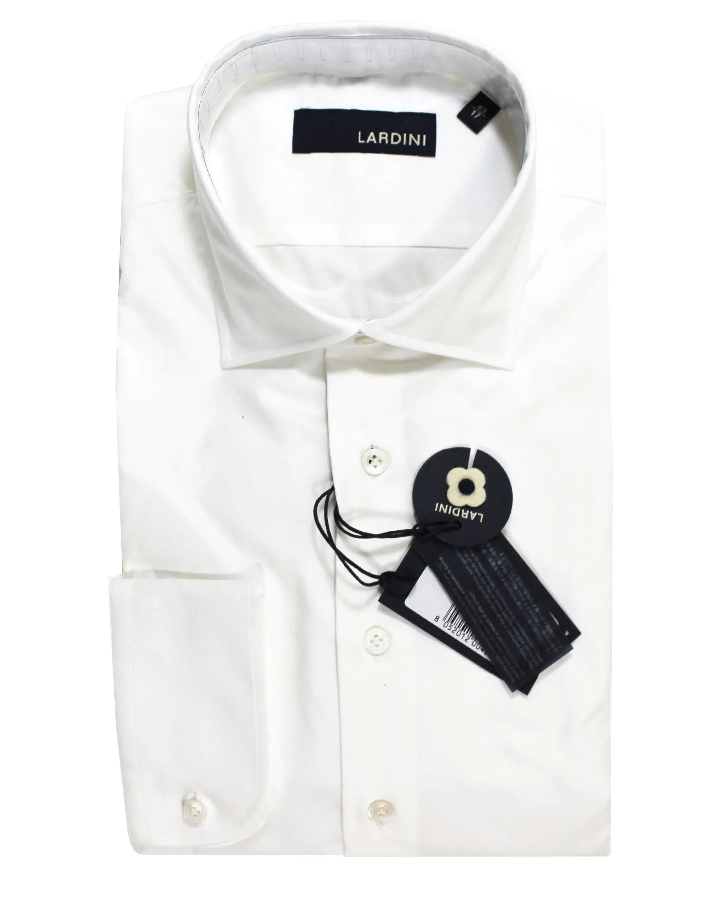 Lardini Dress Shirt White French Cuffs 45 - 18
