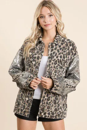 Leopard Print Jacket and Sequins Details
