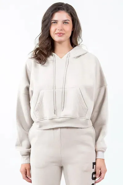 Letter Graphic Drawstring Cropped Hoodie