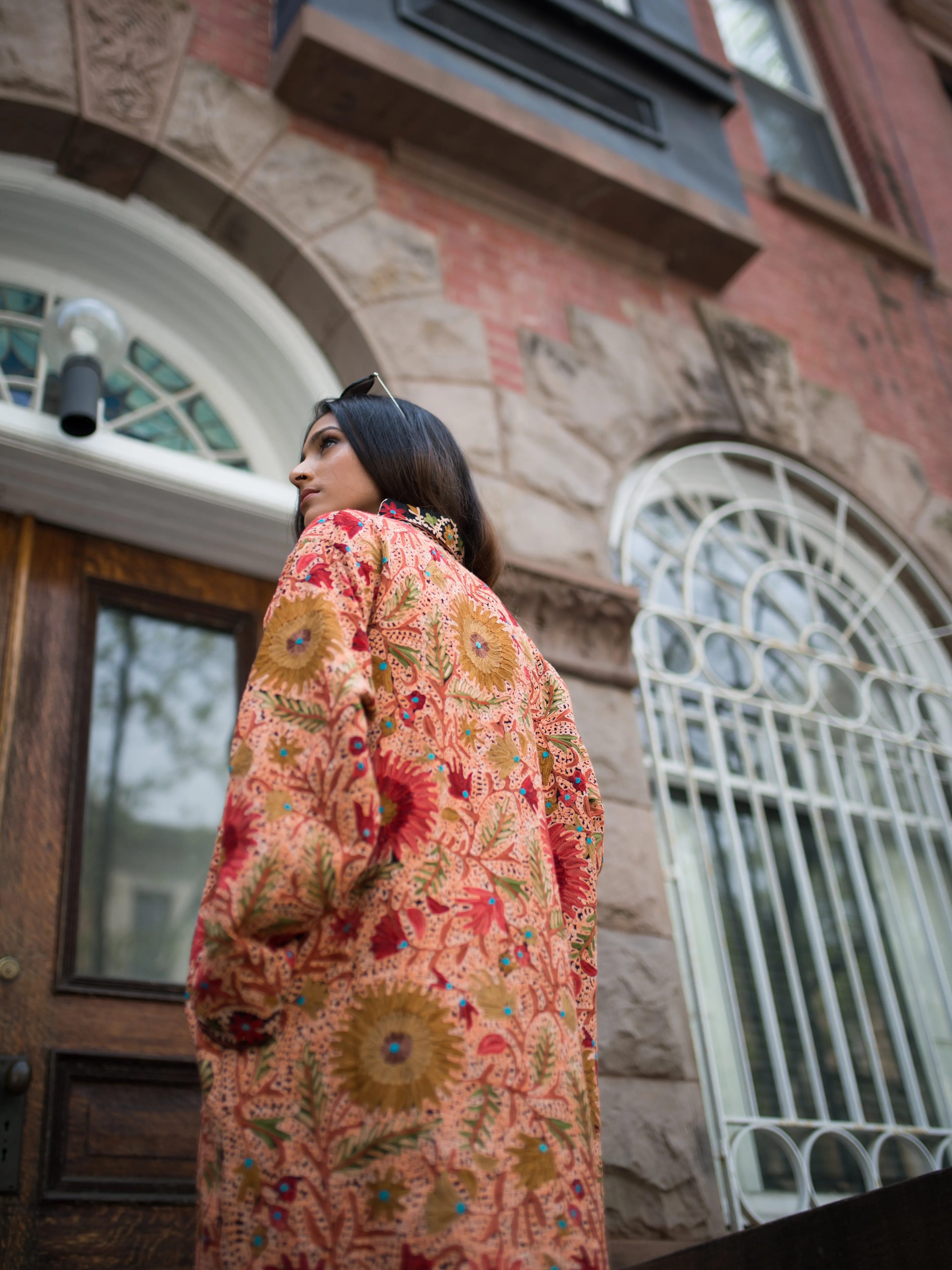 Long Floral Embroidered Jacket