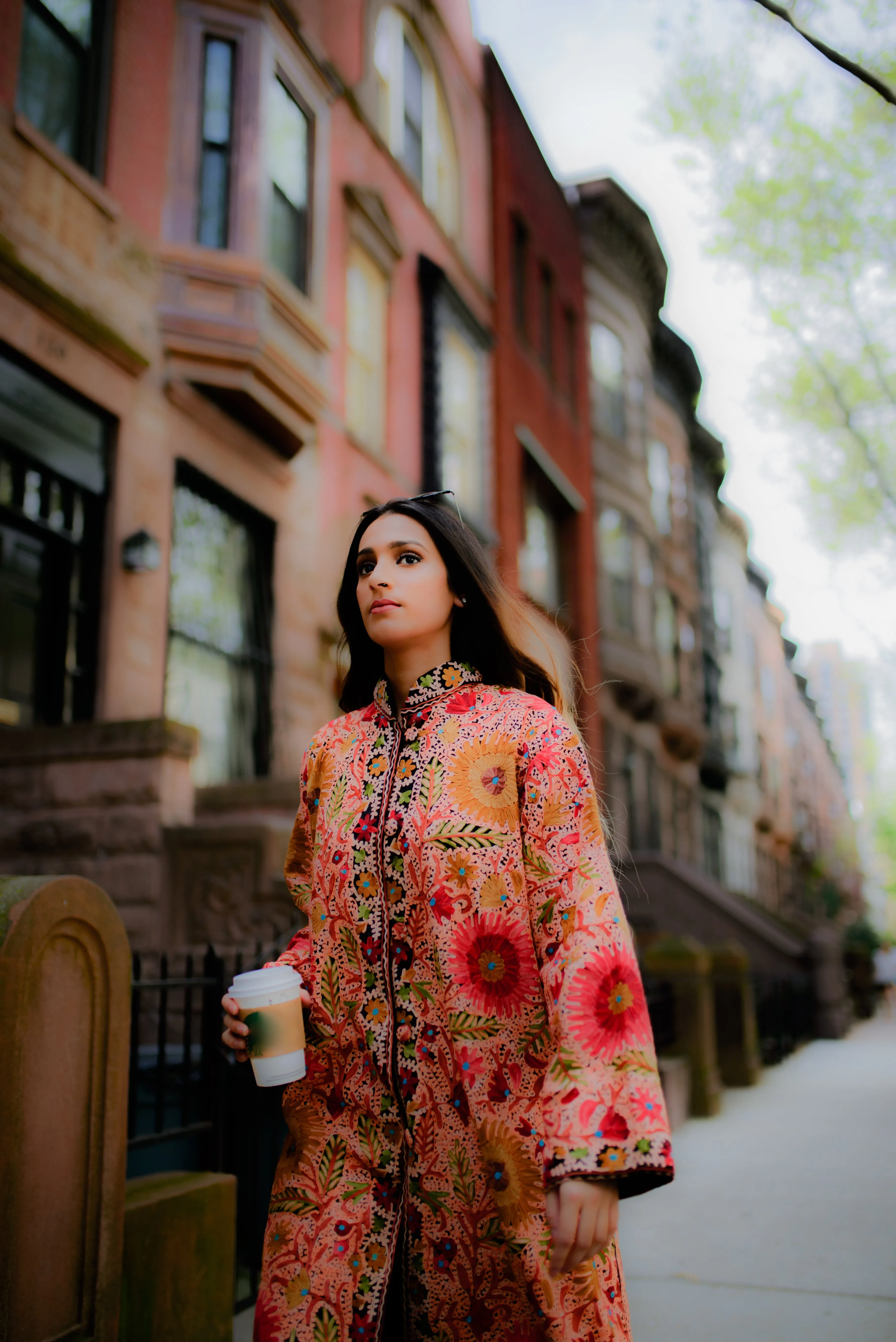 Long Floral Embroidered Jacket