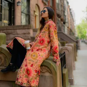 Long Floral Embroidered Jacket