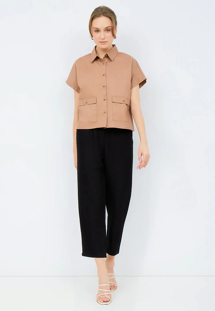 Loose Blouse with Pocket Details